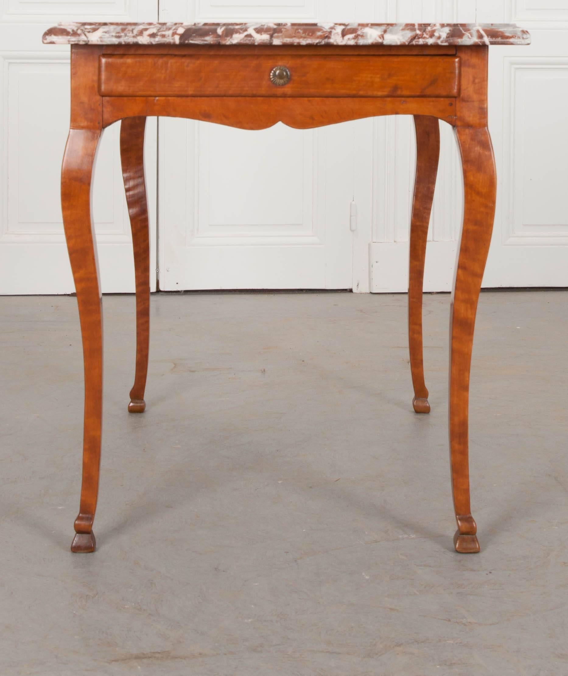 French Early 19th Century Birch Writing Table with Marble Top For Sale 5