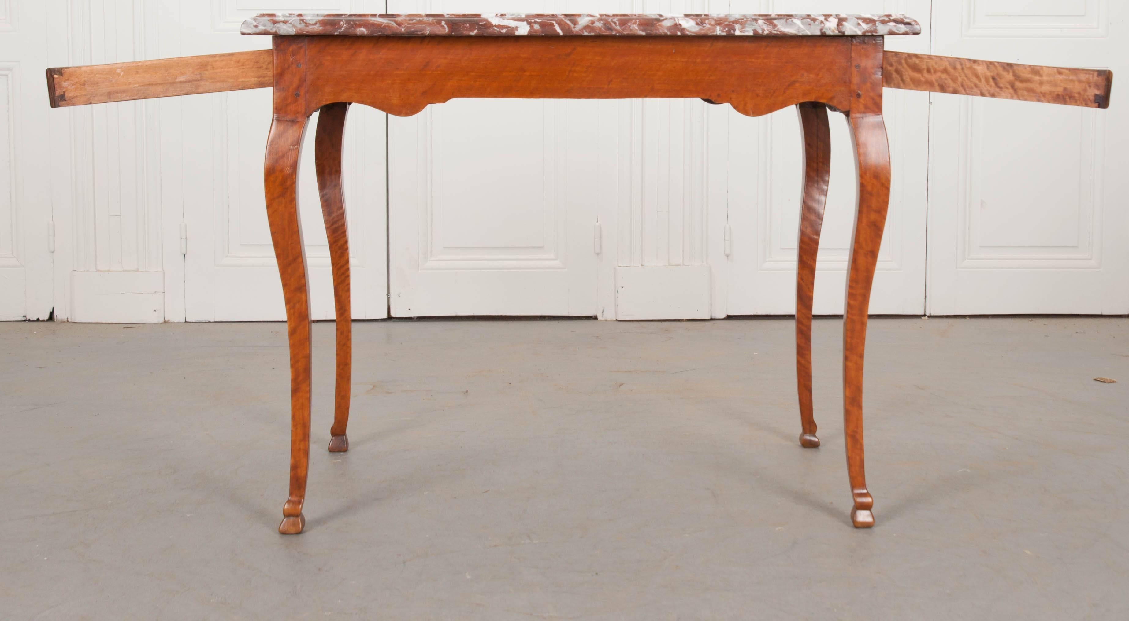 French Early 19th Century Birch Writing Table with Marble Top For Sale 2