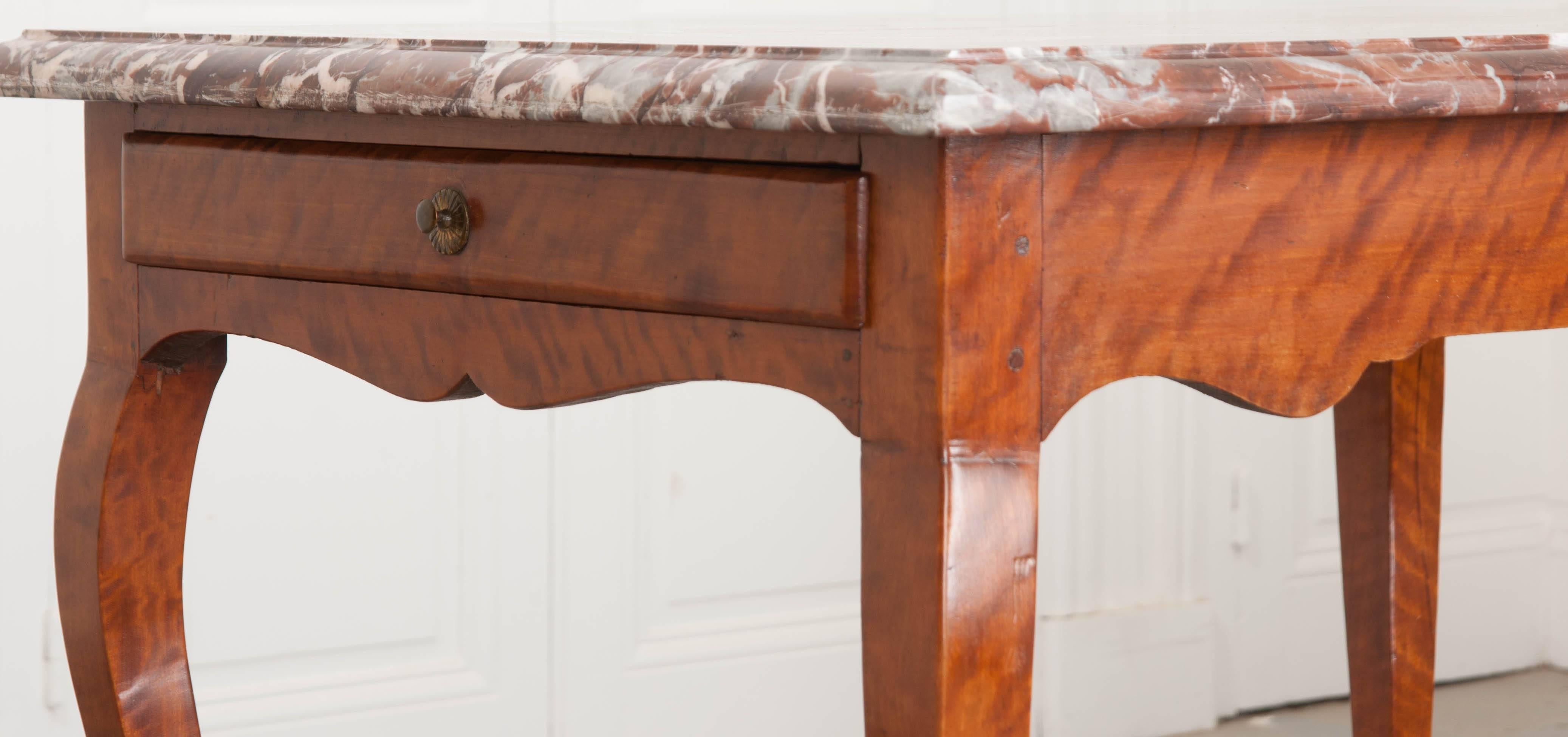French Early 19th Century Birch Writing Table with Marble Top For Sale 1