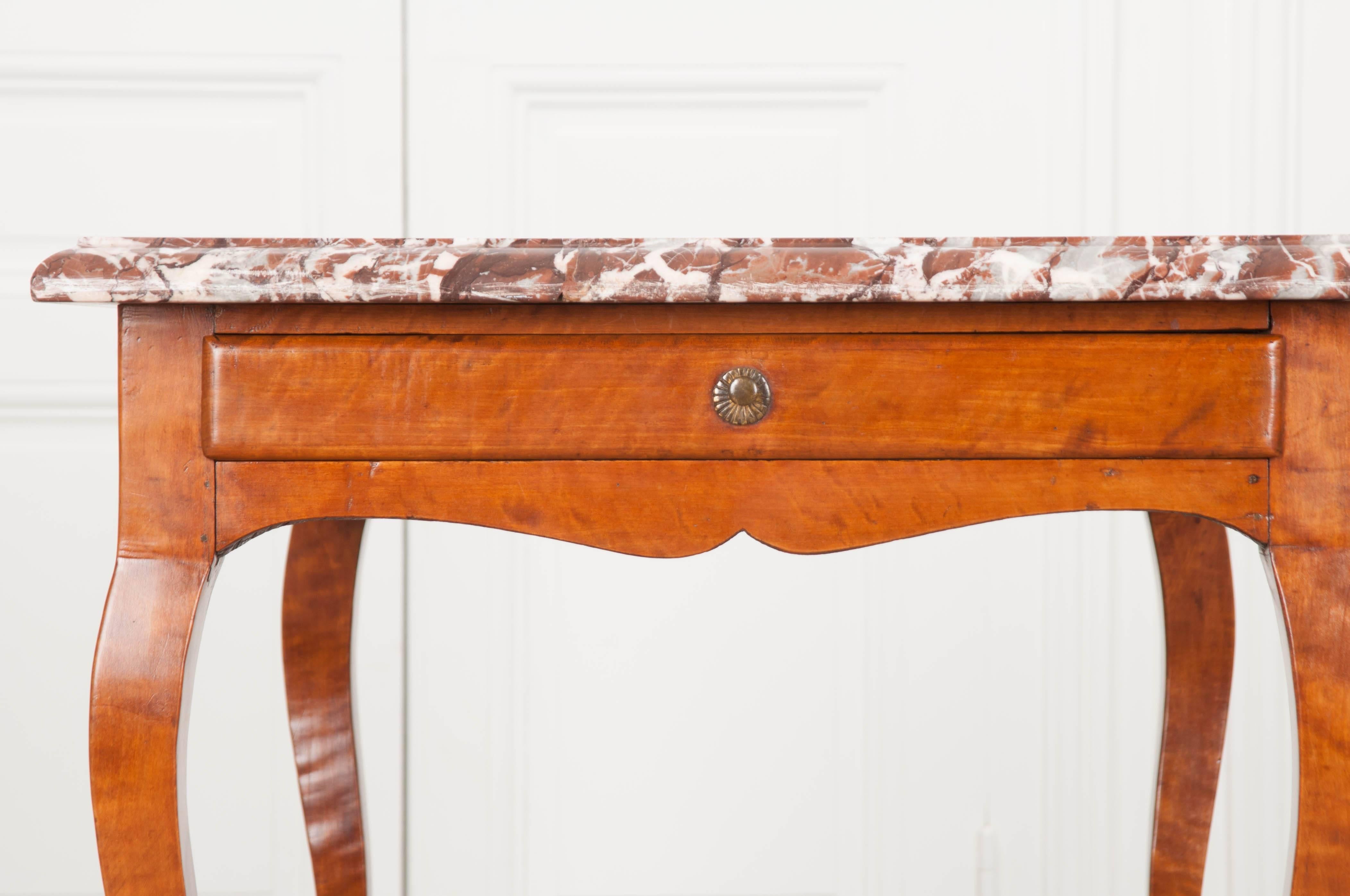 French Early 19th Century Birch Writing Table with Marble Top For Sale 6