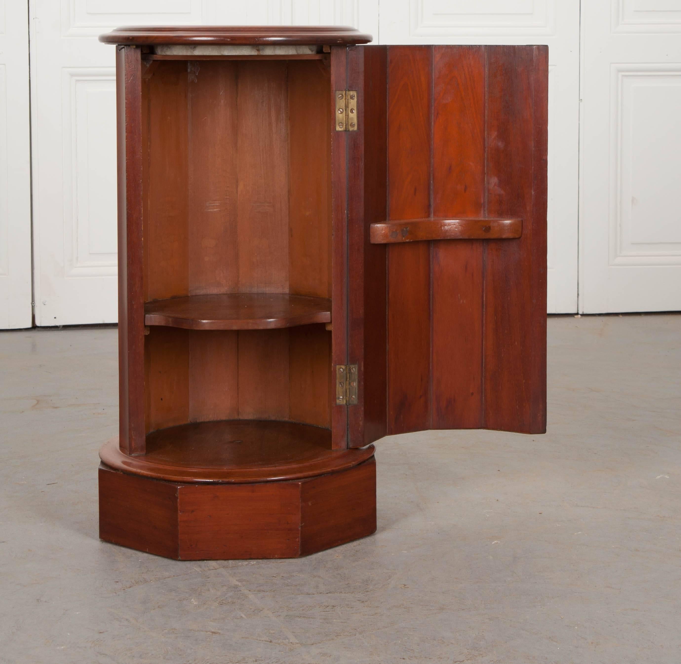 French 19th Century Mahogany and Marble Pedestal Cabinet 1