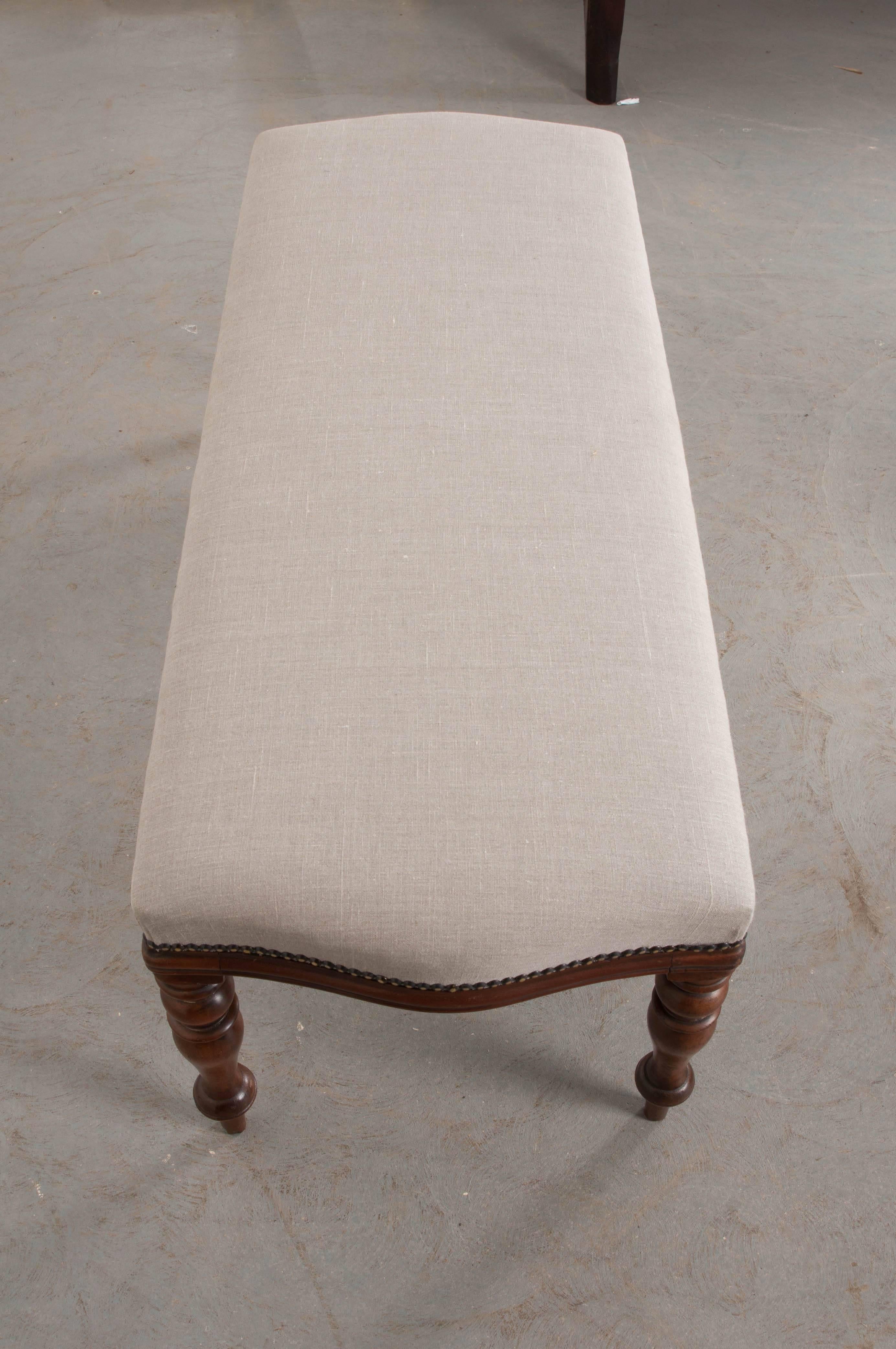 English 19th Century Upholstered Mahogany Bench In Good Condition In Baton Rouge, LA