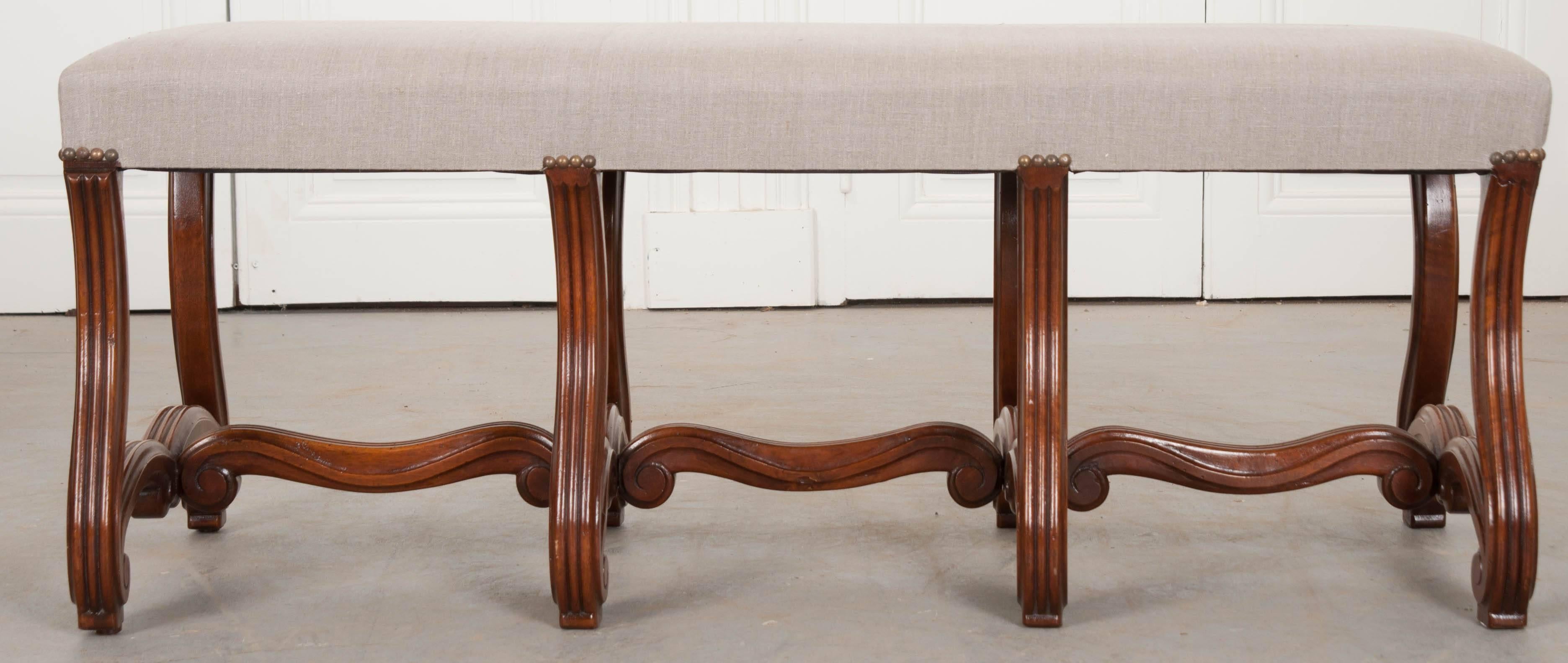 Pair of 19th Century French Louis XIV Style Mahogany Benches 1