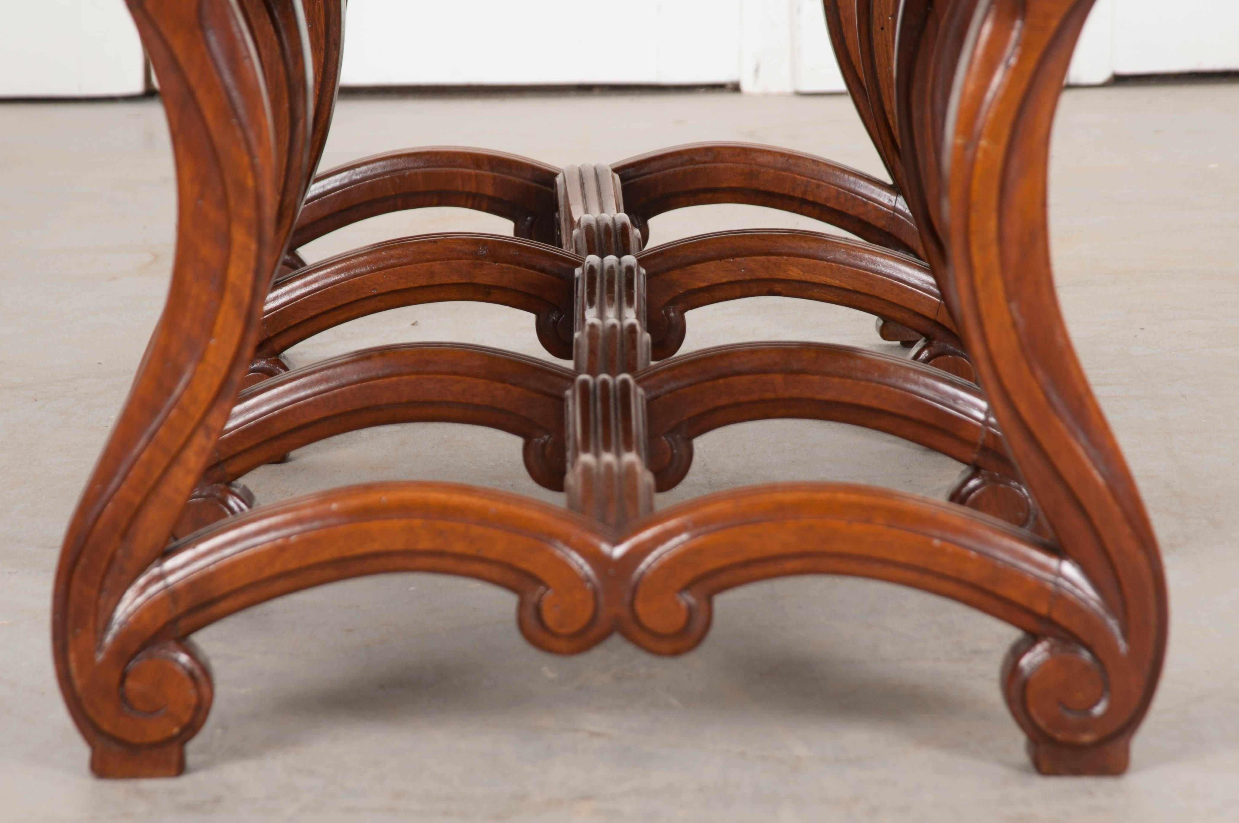 Pair of 19th Century French Louis XIV Style Mahogany Benches 4