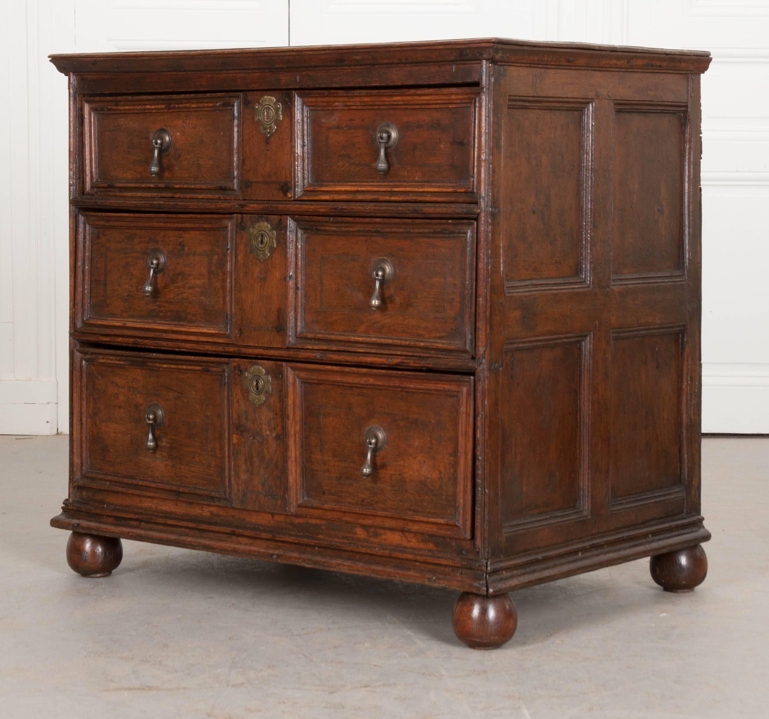 English Early 18th Century Jacobean Oak Chest 4