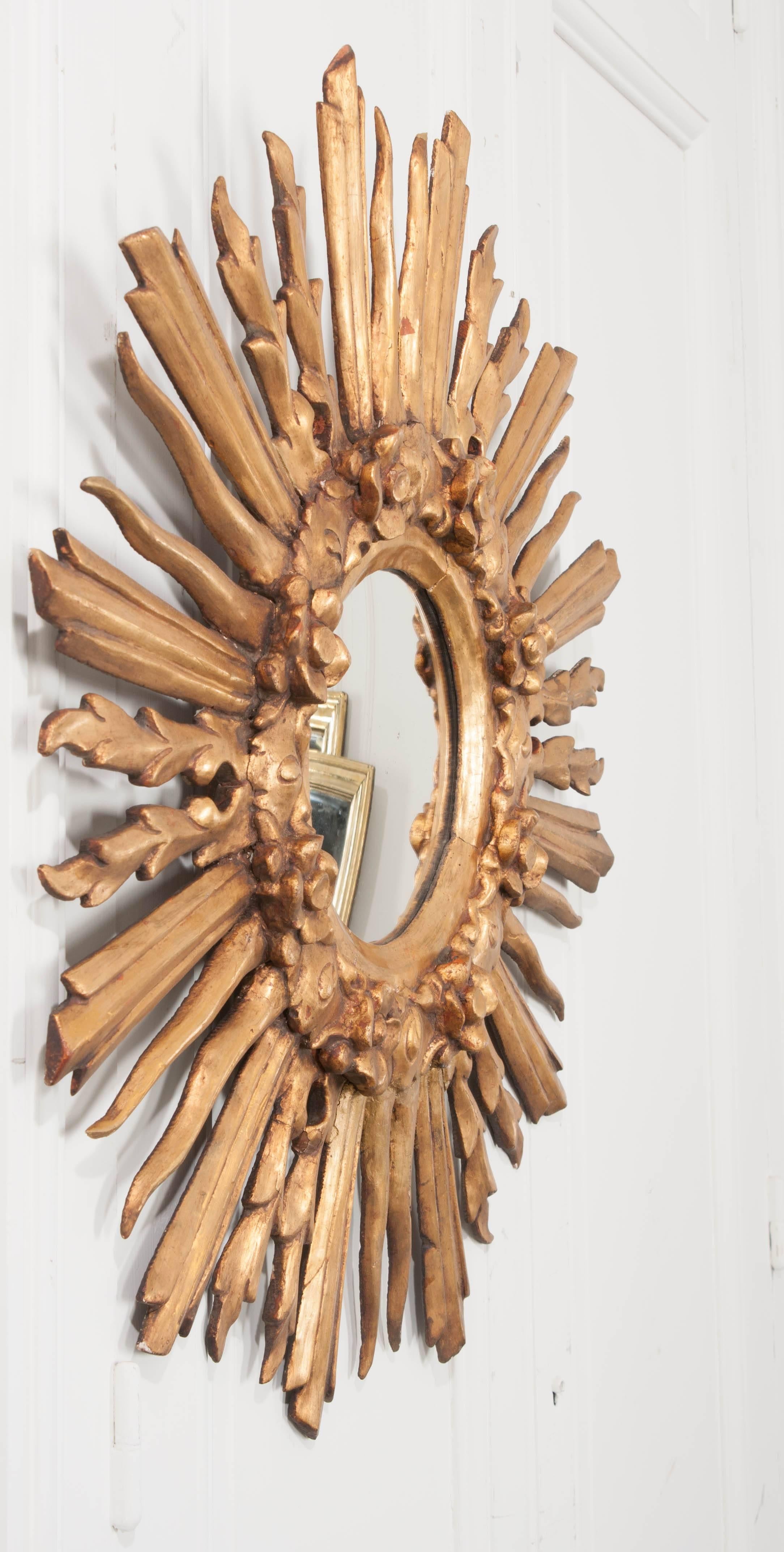 French 19th Century Giltwood Starburst Mirror 3