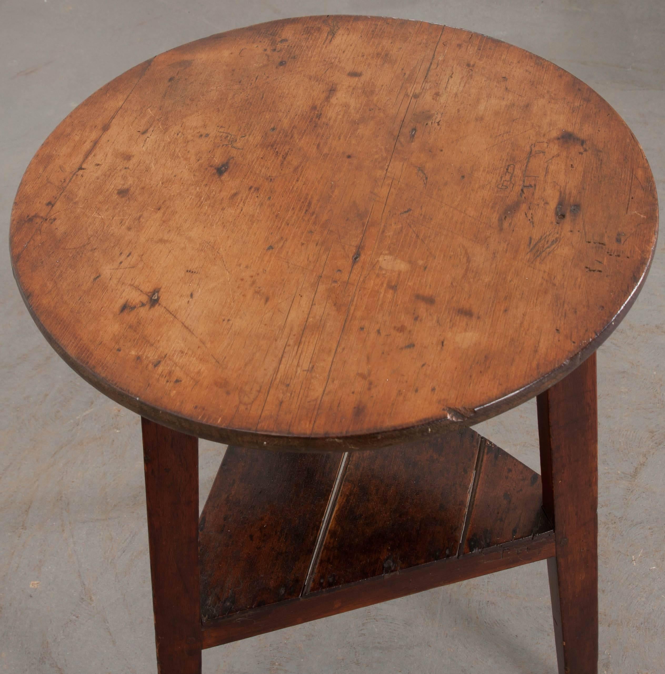 Patinated English 19th Century Pine Cricket Table