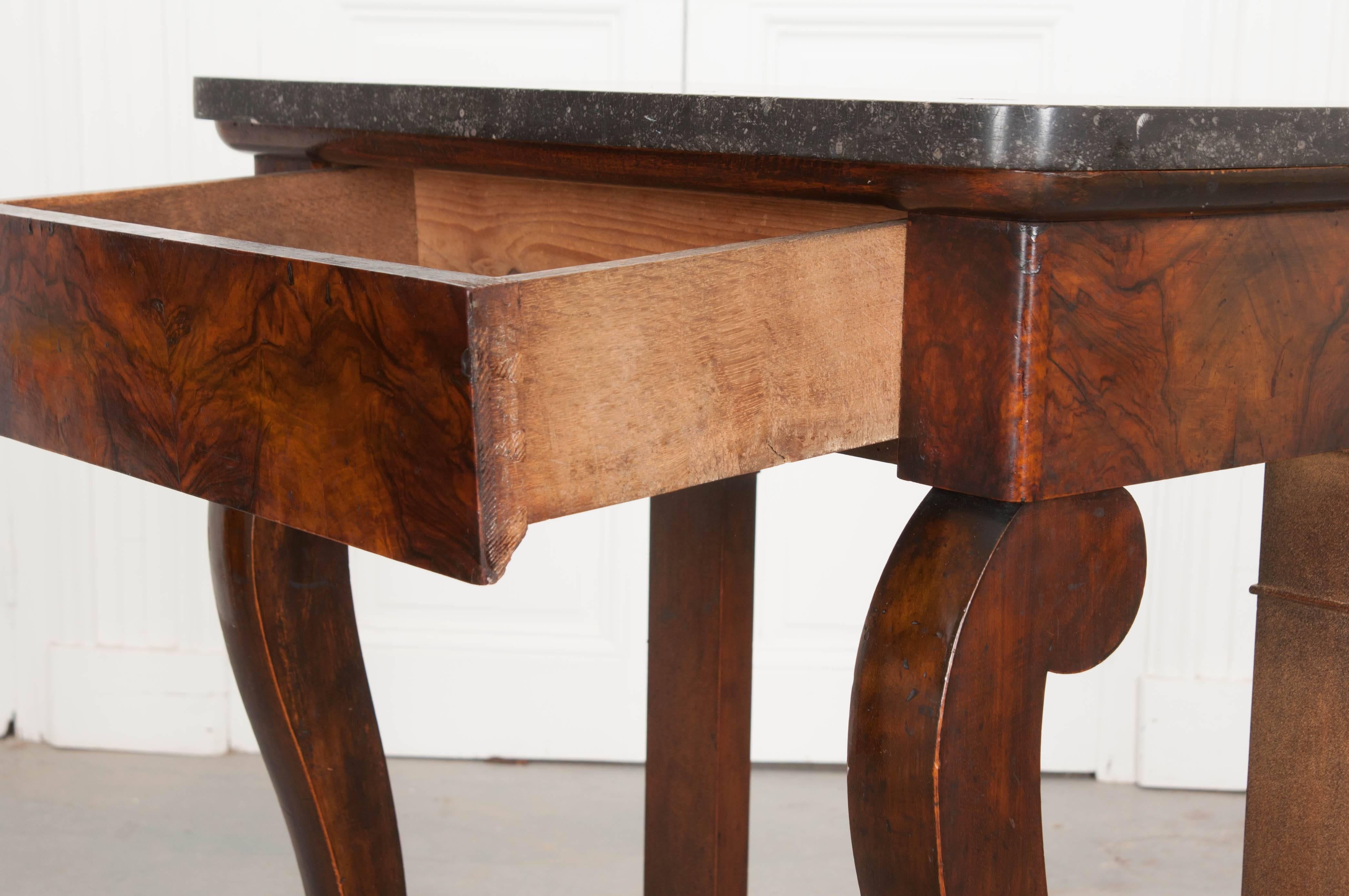 French 19th Century Petite Burl Rosewood Restauration Console 1