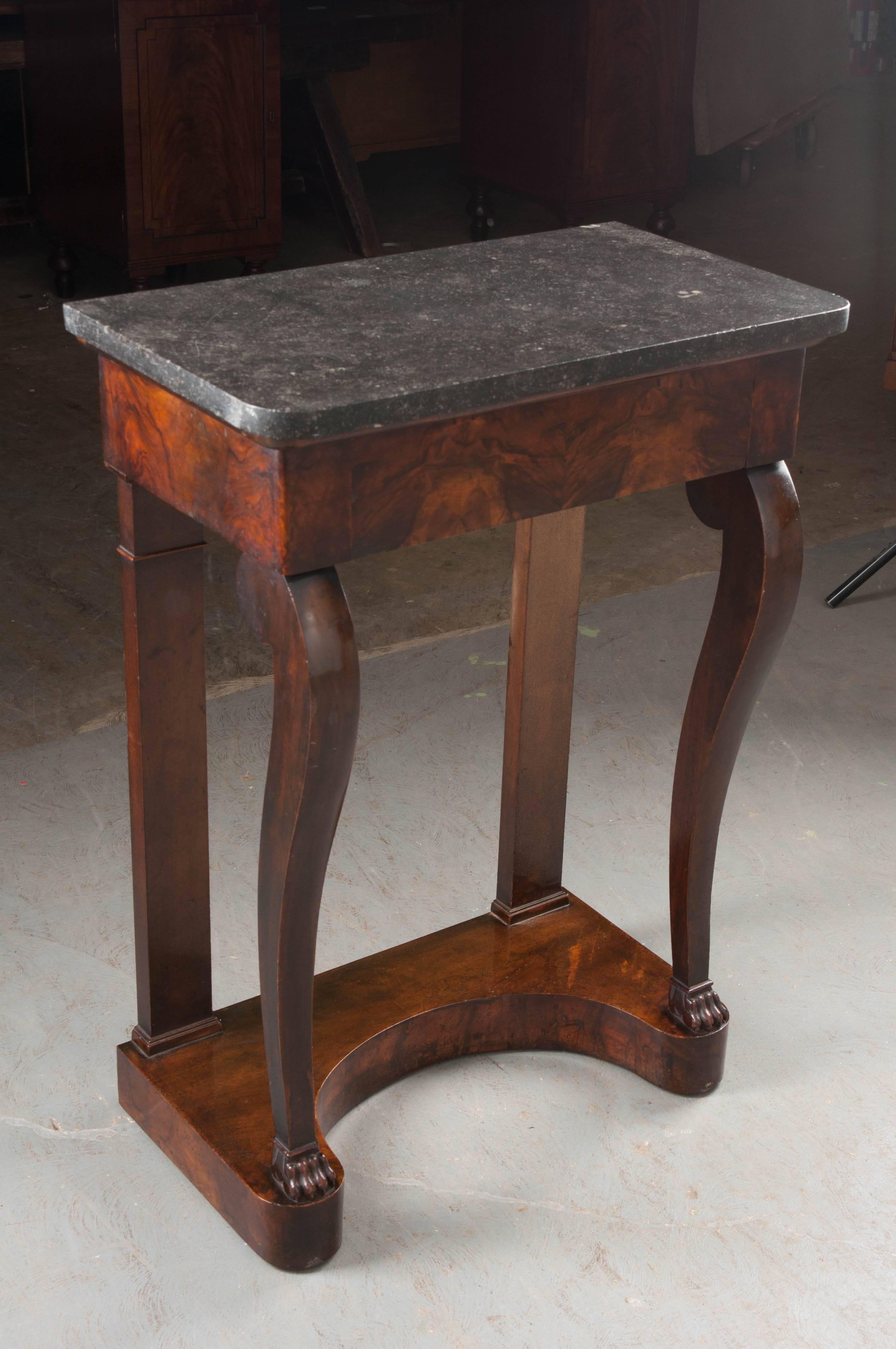Marble French 19th Century Petite Burl Rosewood Restauration Console