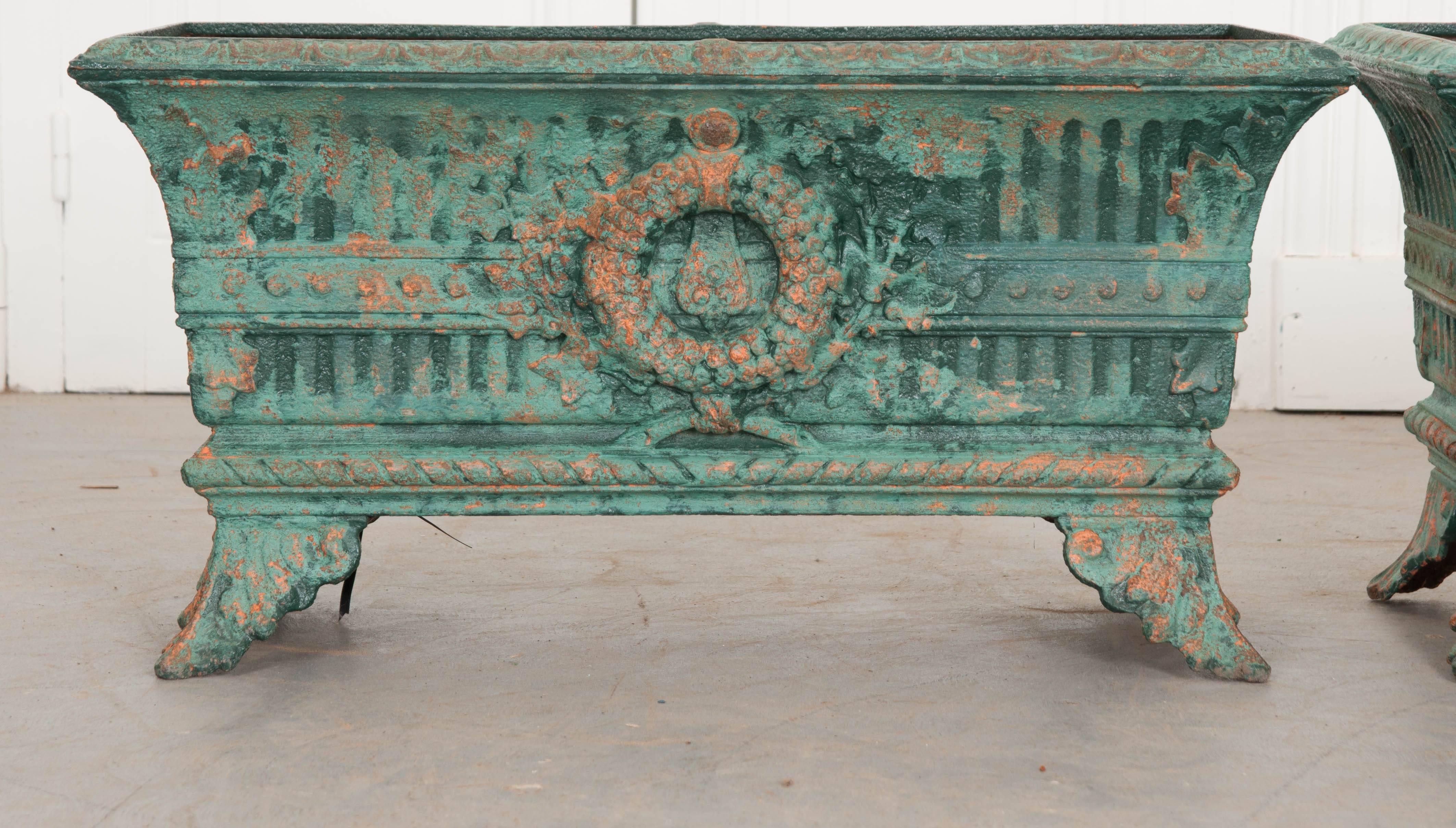 Pair of French 19th Century Cast-Iron Planters In Good Condition In Baton Rouge, LA