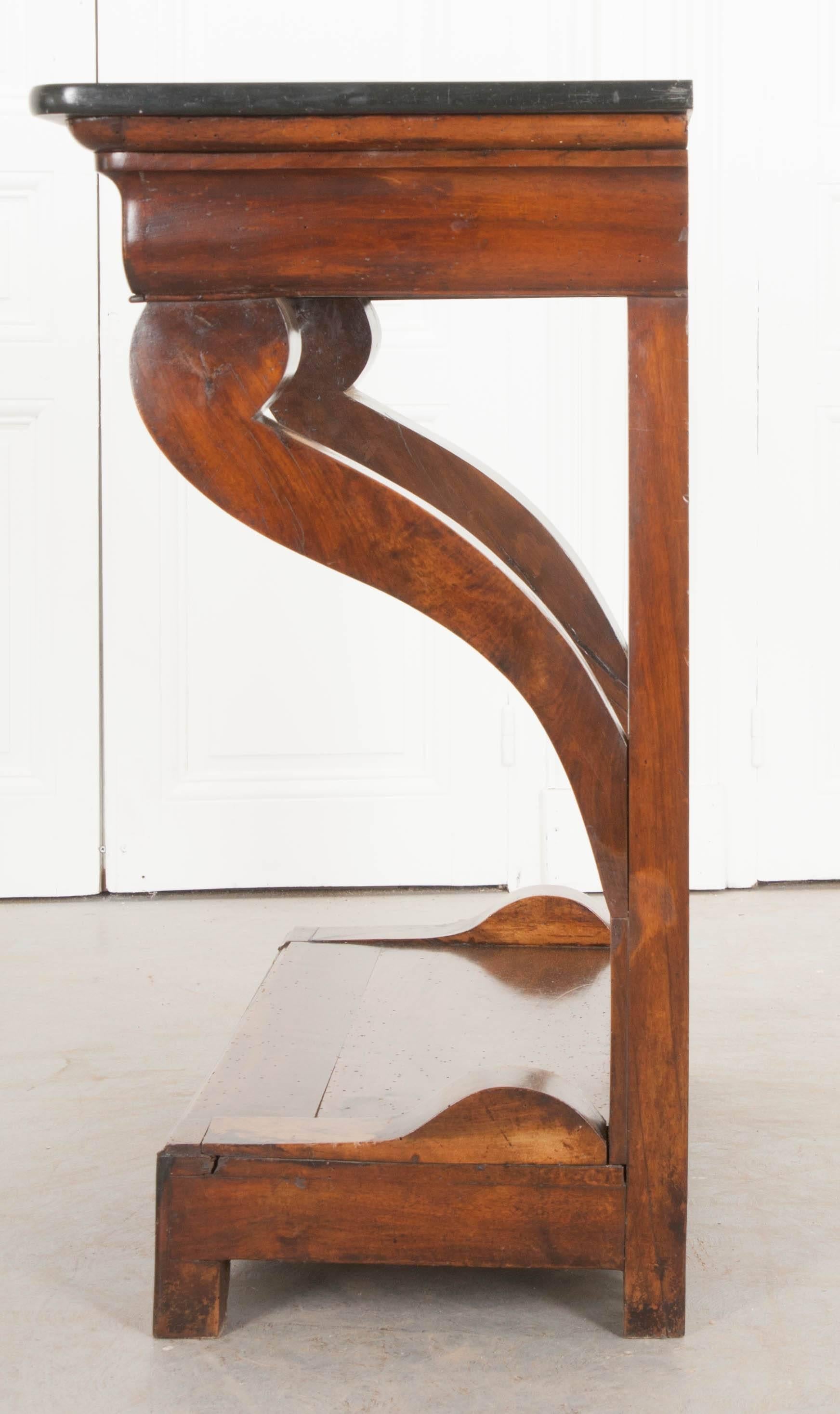 French 19th Century Walnut Restauration Console with Marble Top 3