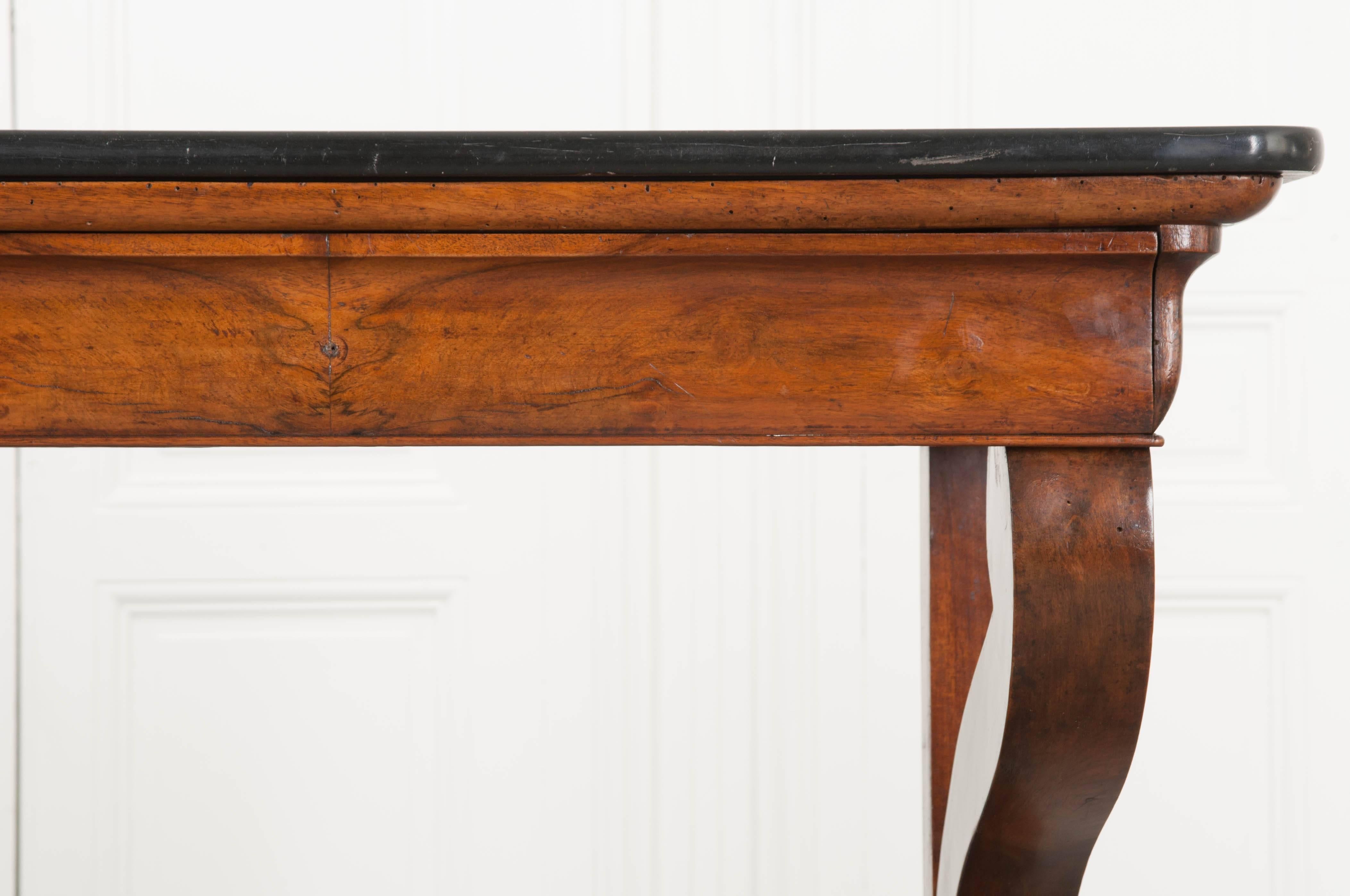 French 19th Century Walnut Restauration Console with Marble Top 1