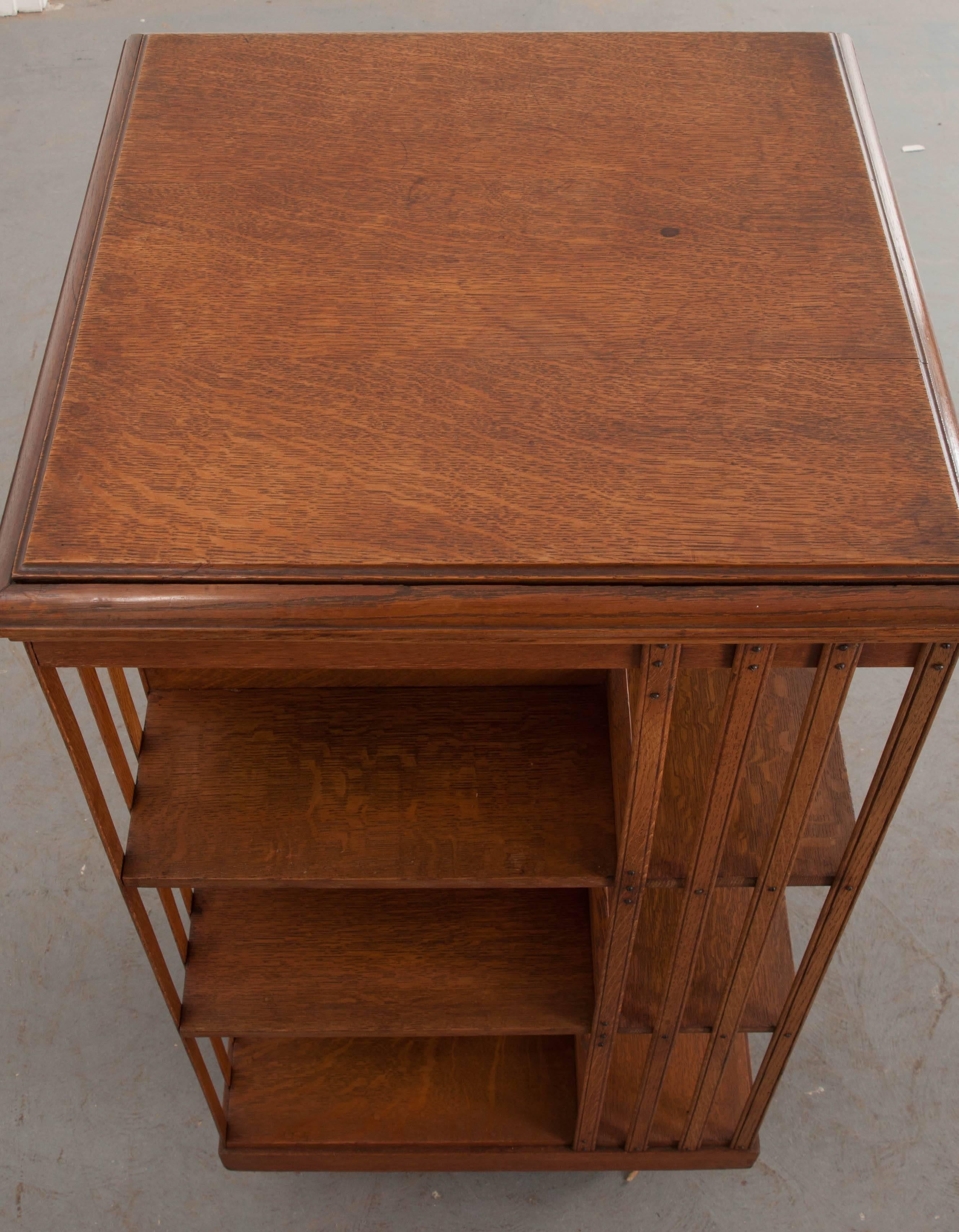 English 19th Century Oak Revolving Bookcase by S & H Jewell 2