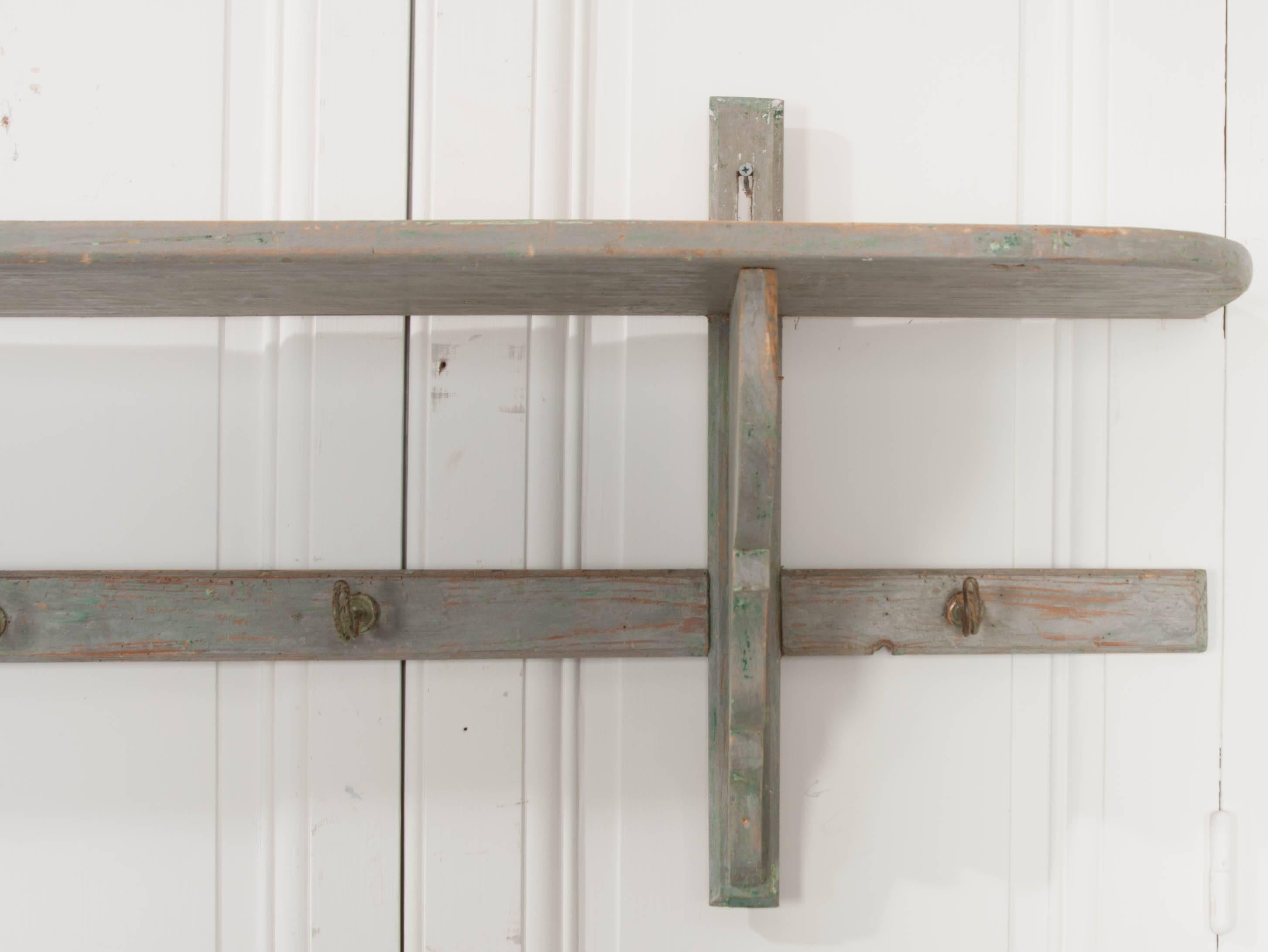 Wood English Early 20th Century Painted Shelf and Hat Rack