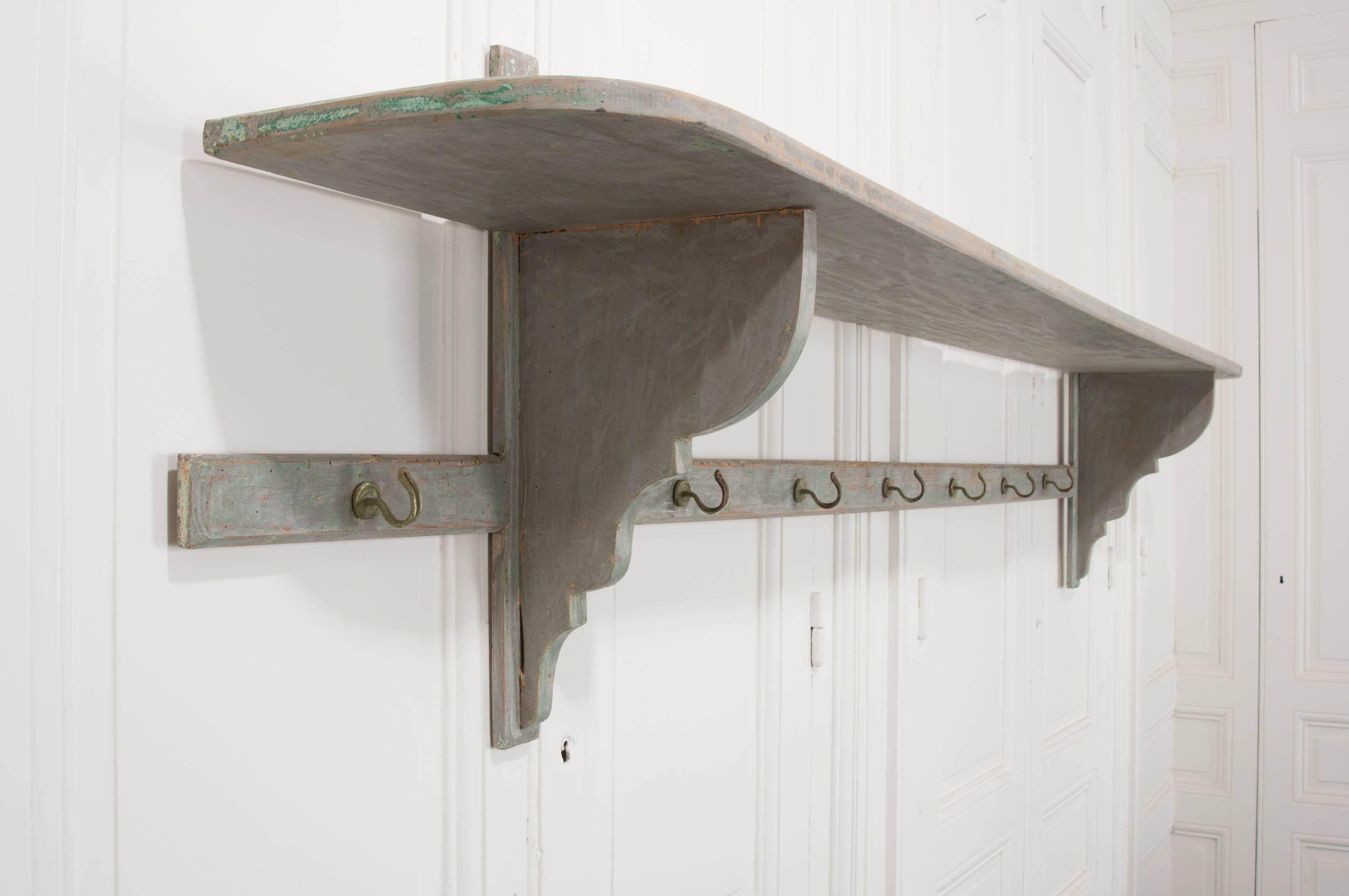 English Early 20th Century Painted Shelf and Hat Rack 3