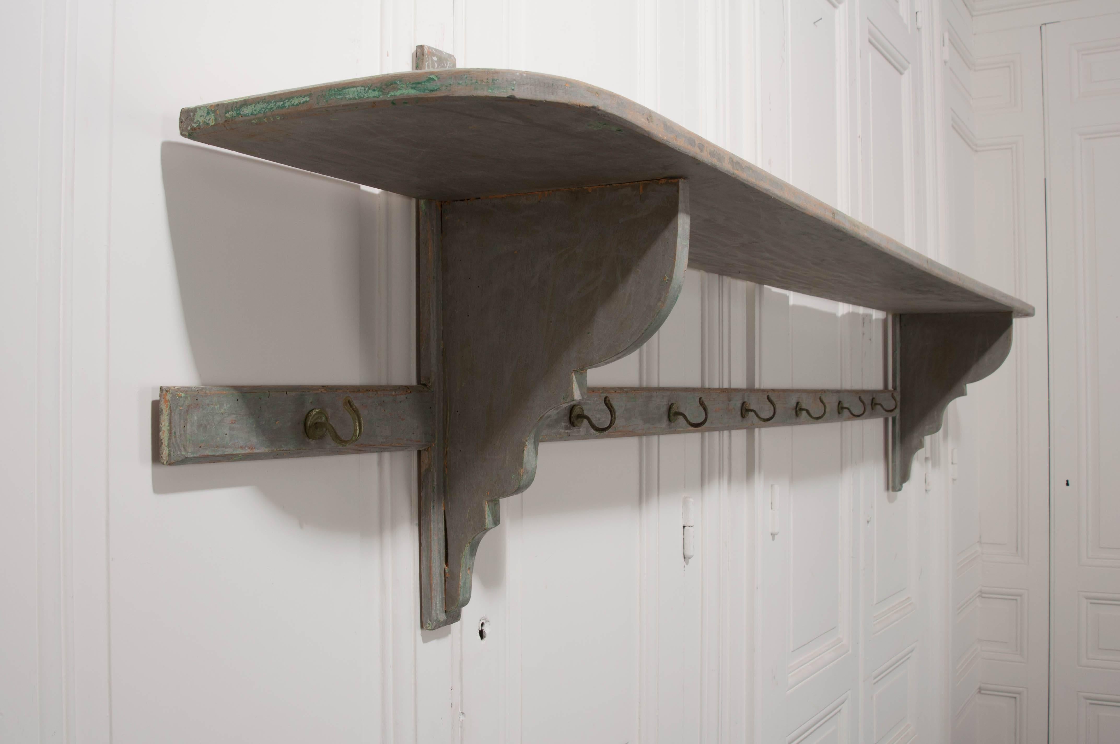 English Early 20th Century Painted Shelf and Hat Rack 4