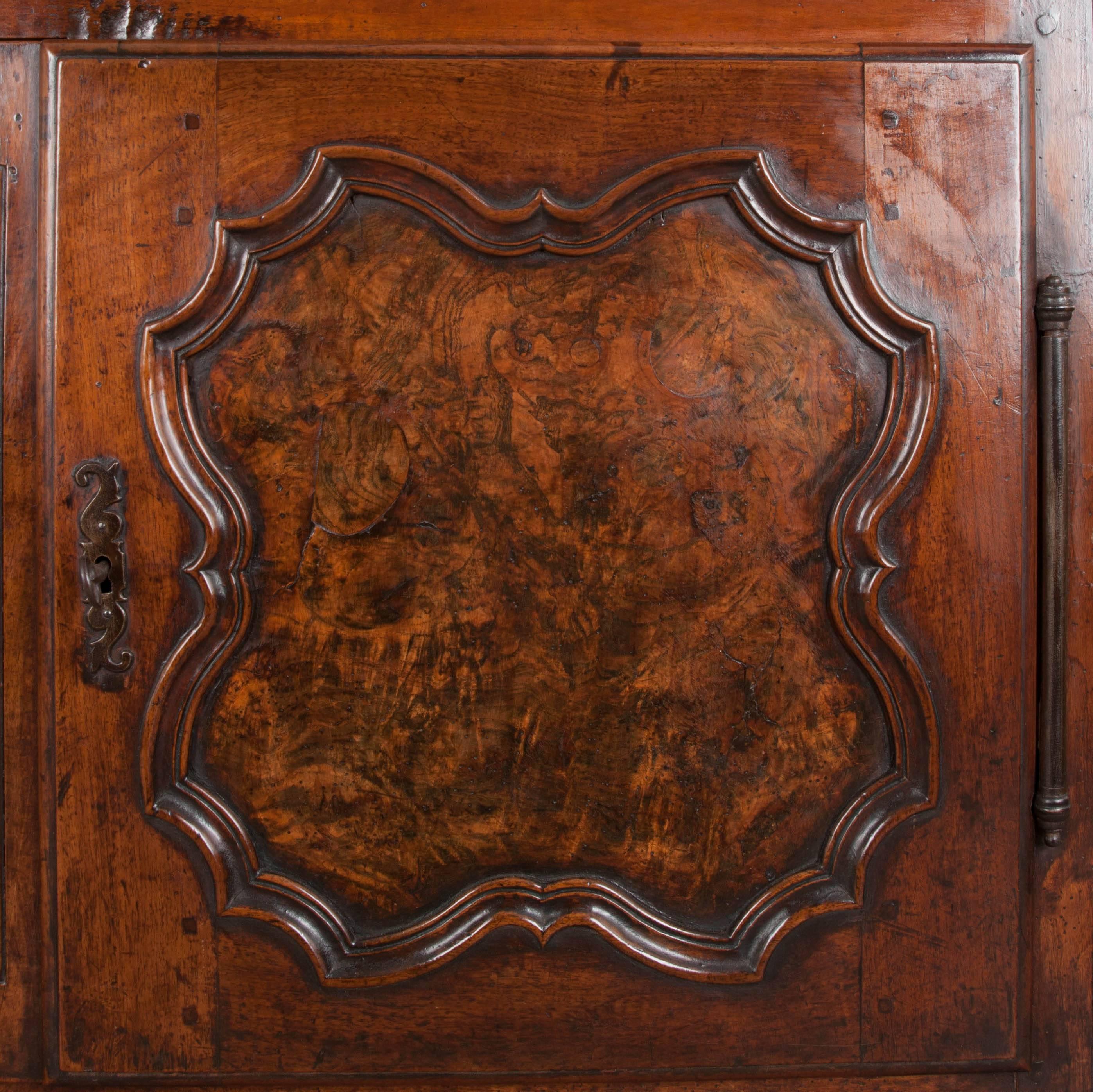 Patinated French 18th Century Provincial Burl Walnut Buffet