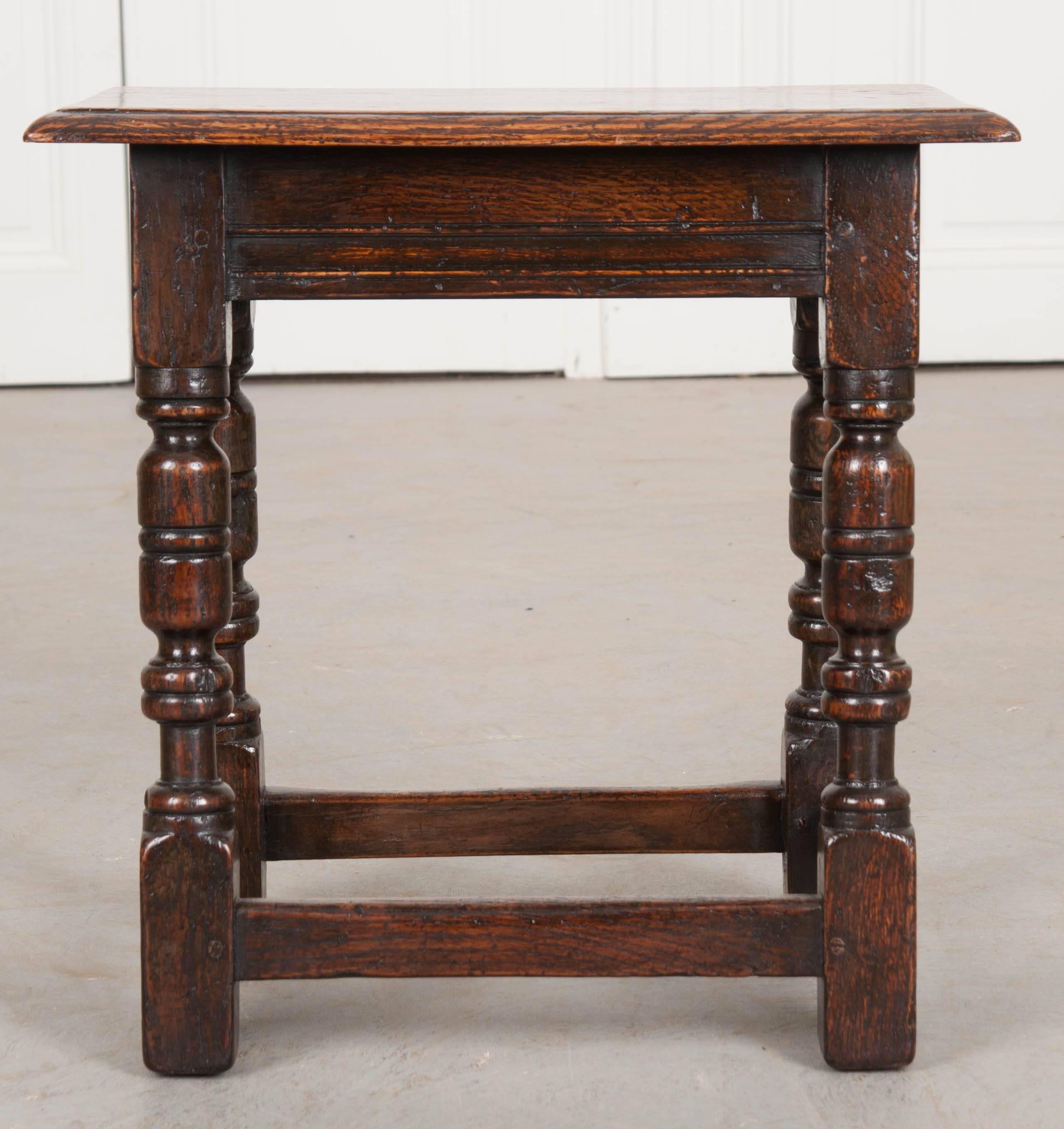 Country Early 20th Century English Oak Joint Stool