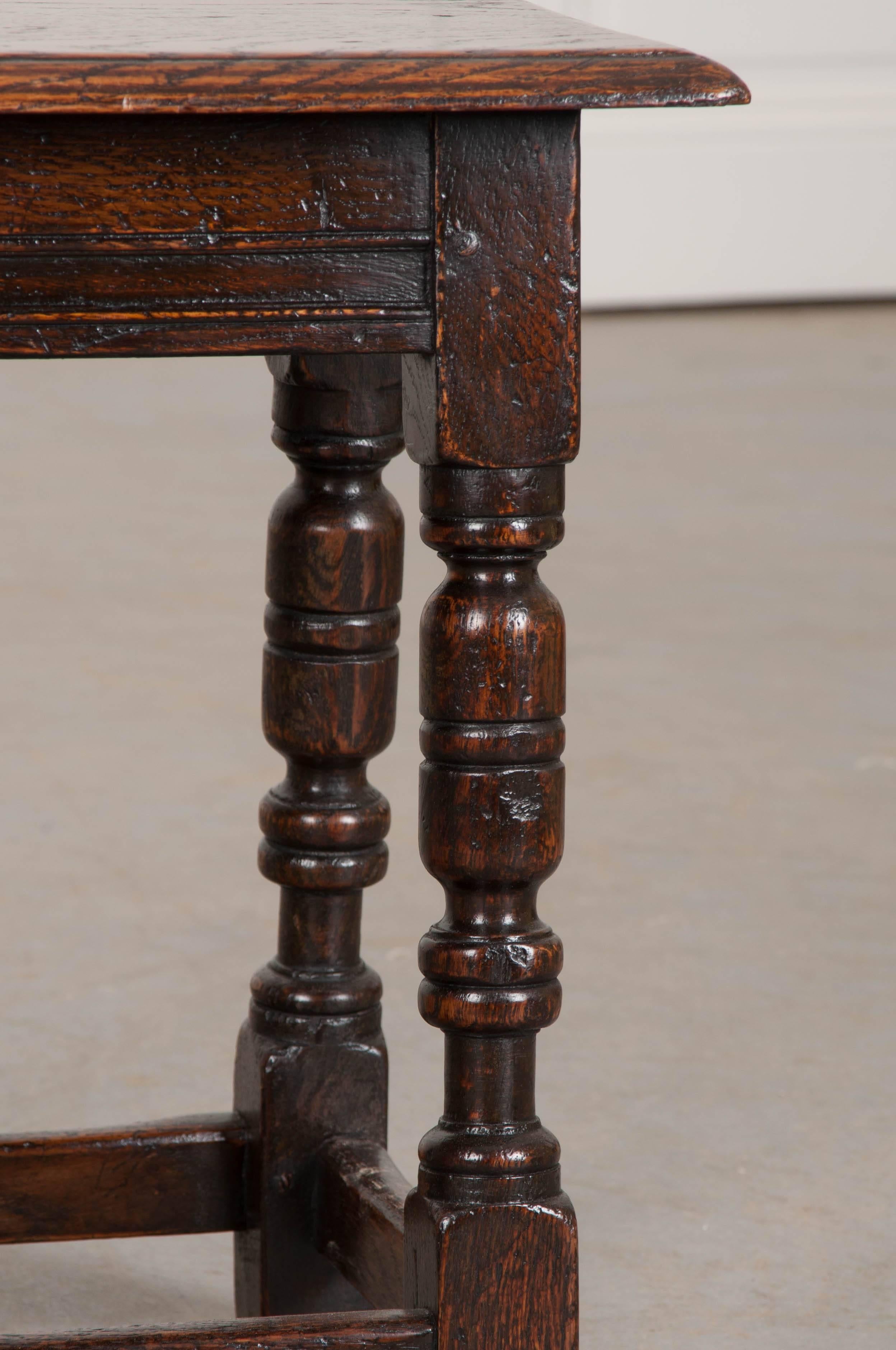 Hand-Carved Early 20th Century English Oak Joint Stool