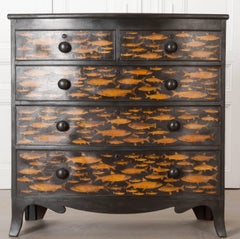 English 19th Century Découpage Fish Chest of Drawers