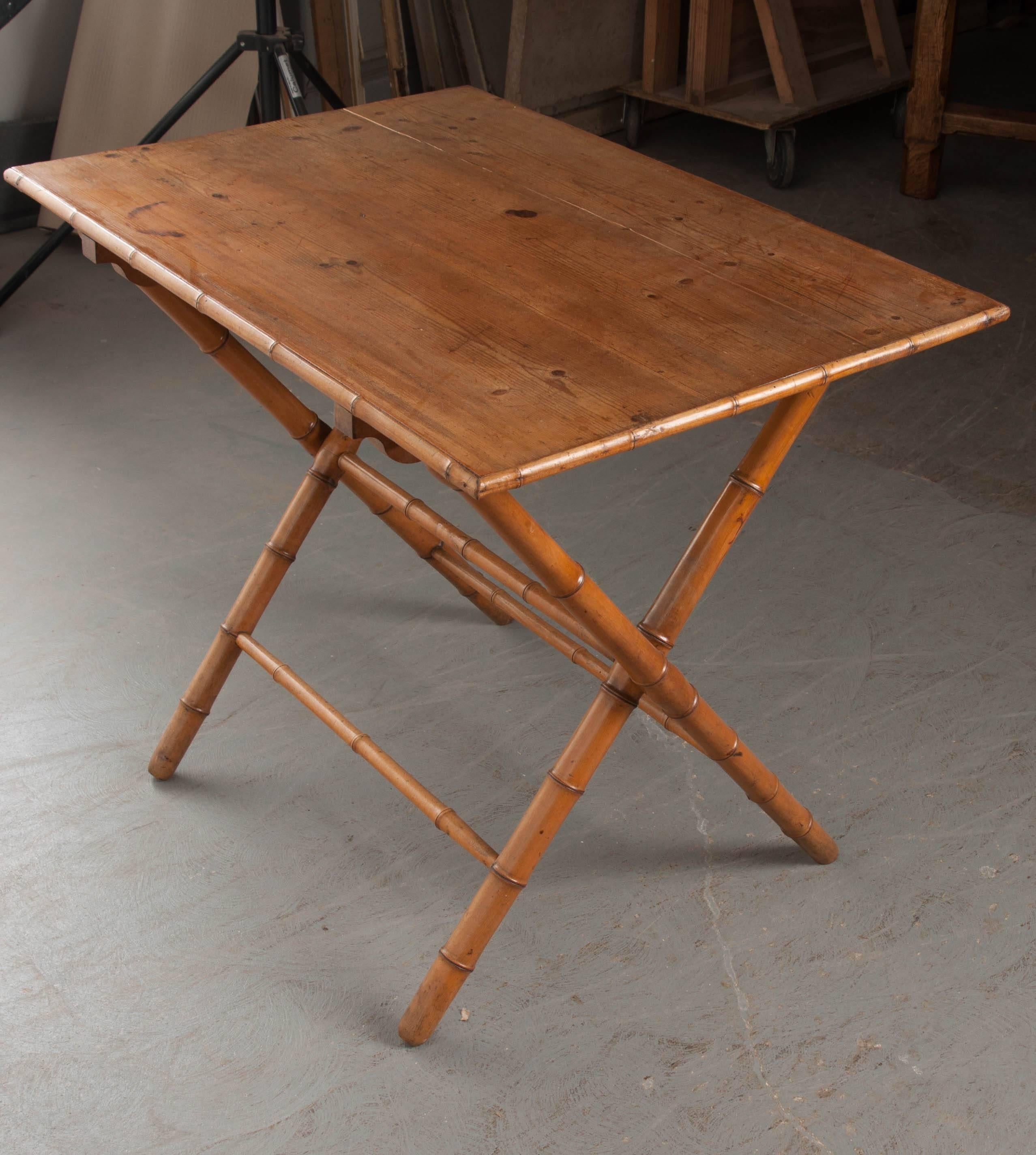 Cherry English Early 20th Century Faux Bamboo Coaching Table