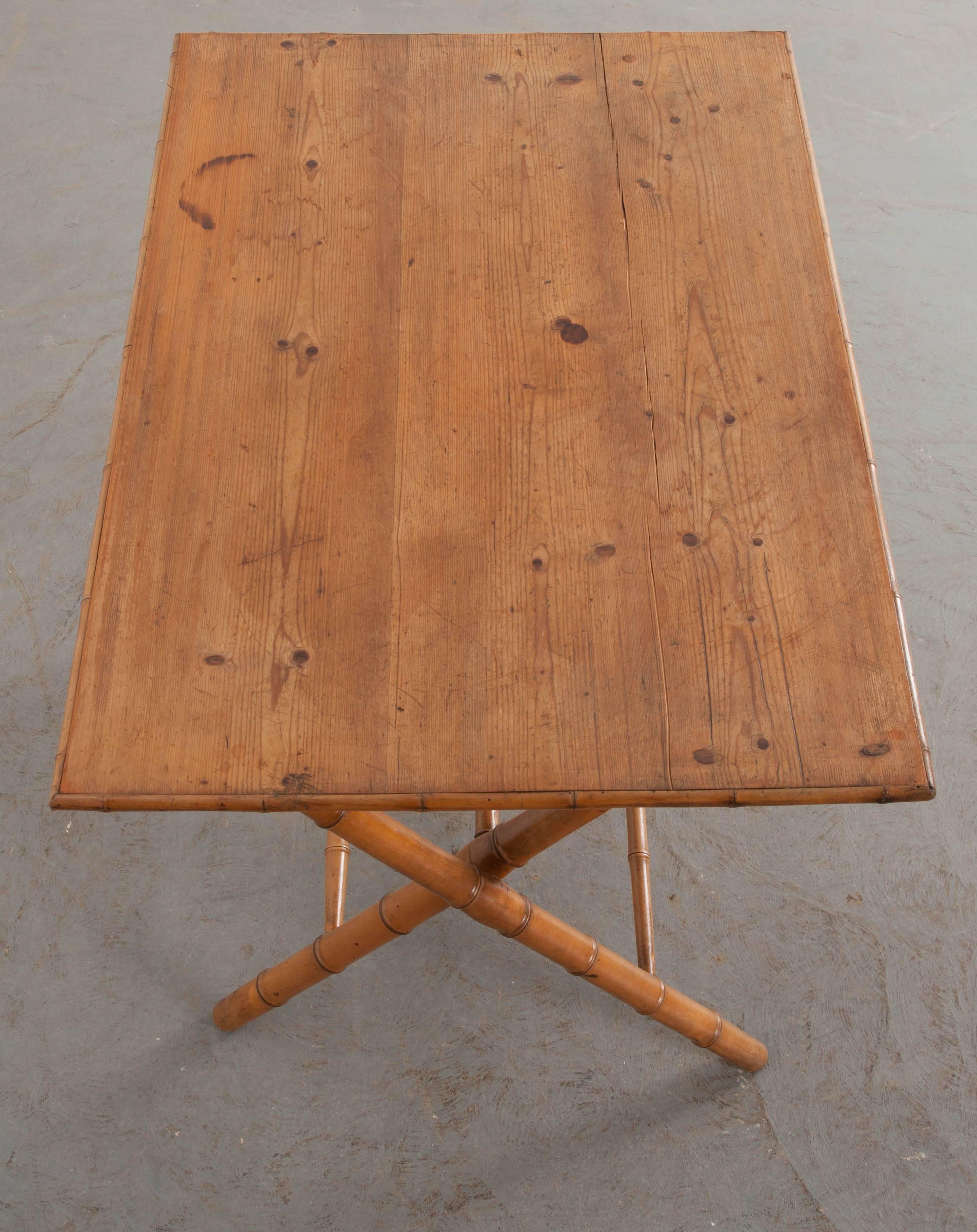 Victorian English Early 20th Century Faux Bamboo Coaching Table