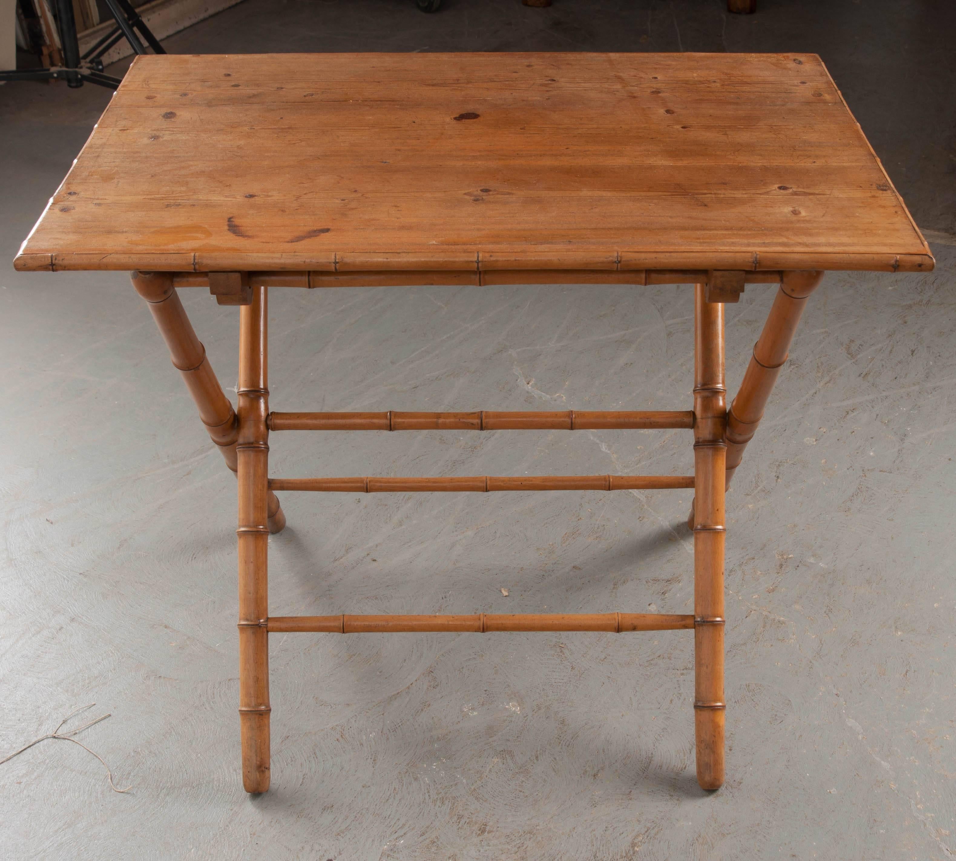 English Early 20th Century Faux Bamboo Coaching Table 4