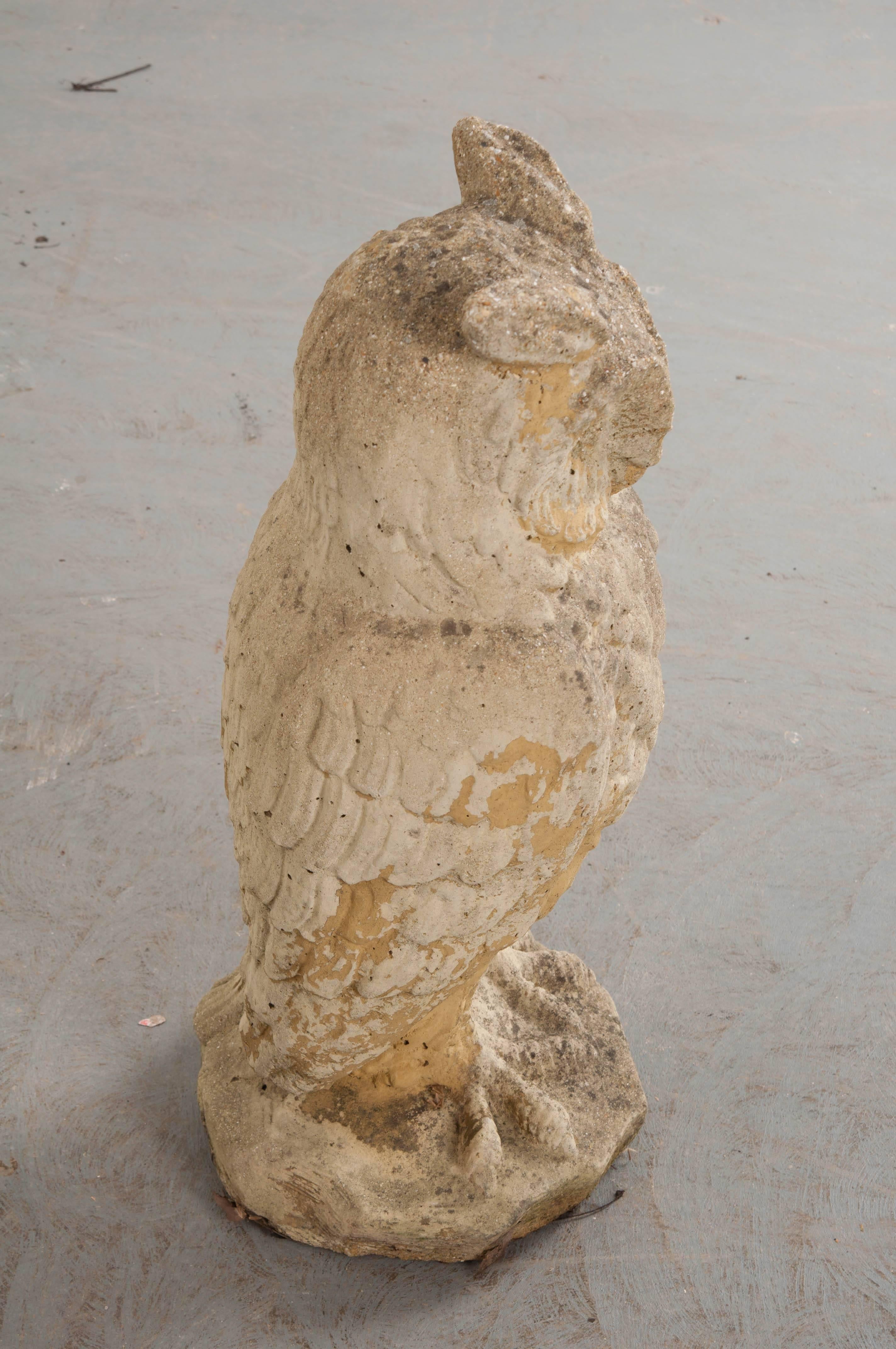 Cast Stone English Early 20th Century Stone Owl