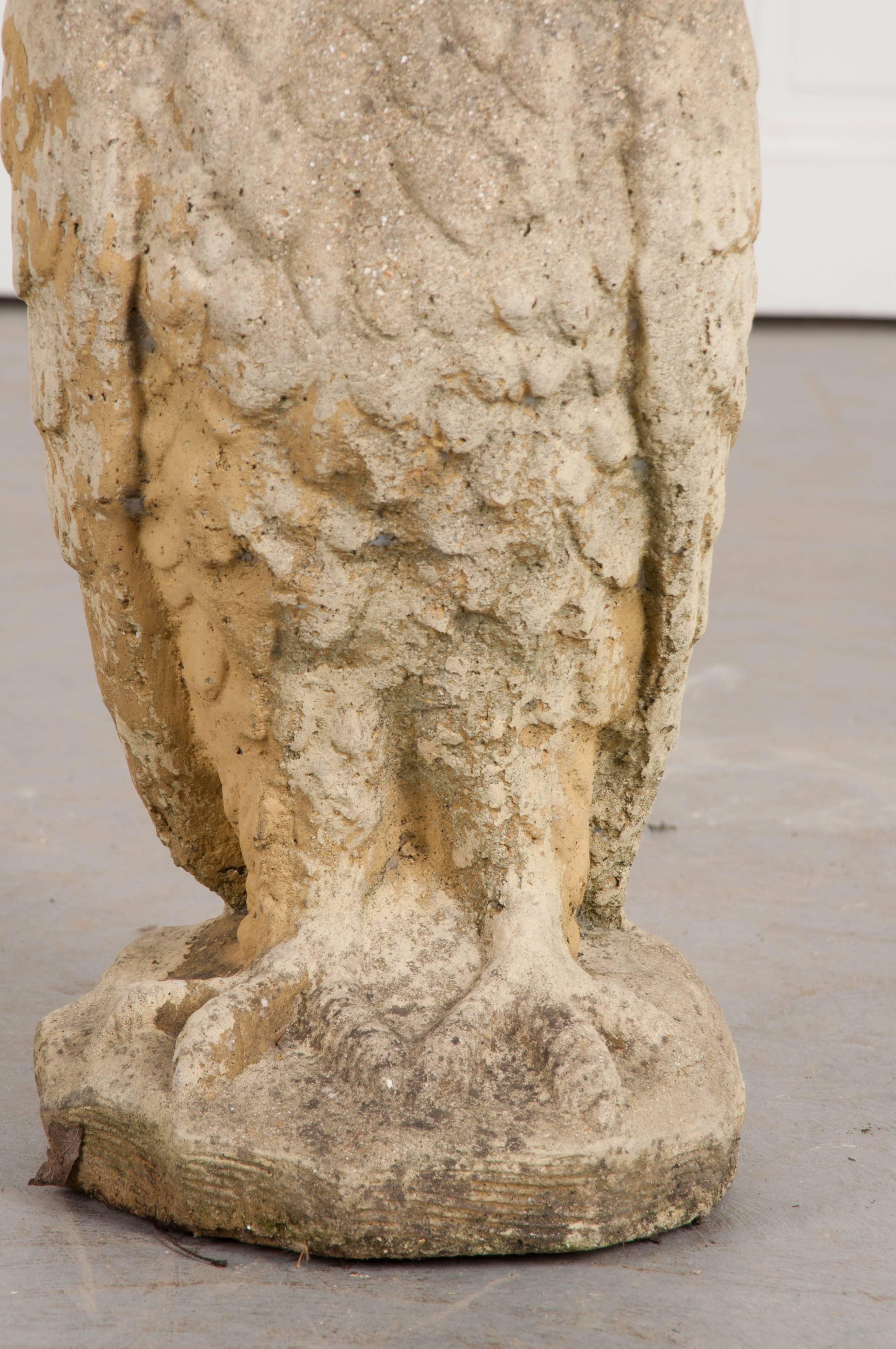 English Early 20th Century Stone Owl In Good Condition In Baton Rouge, LA