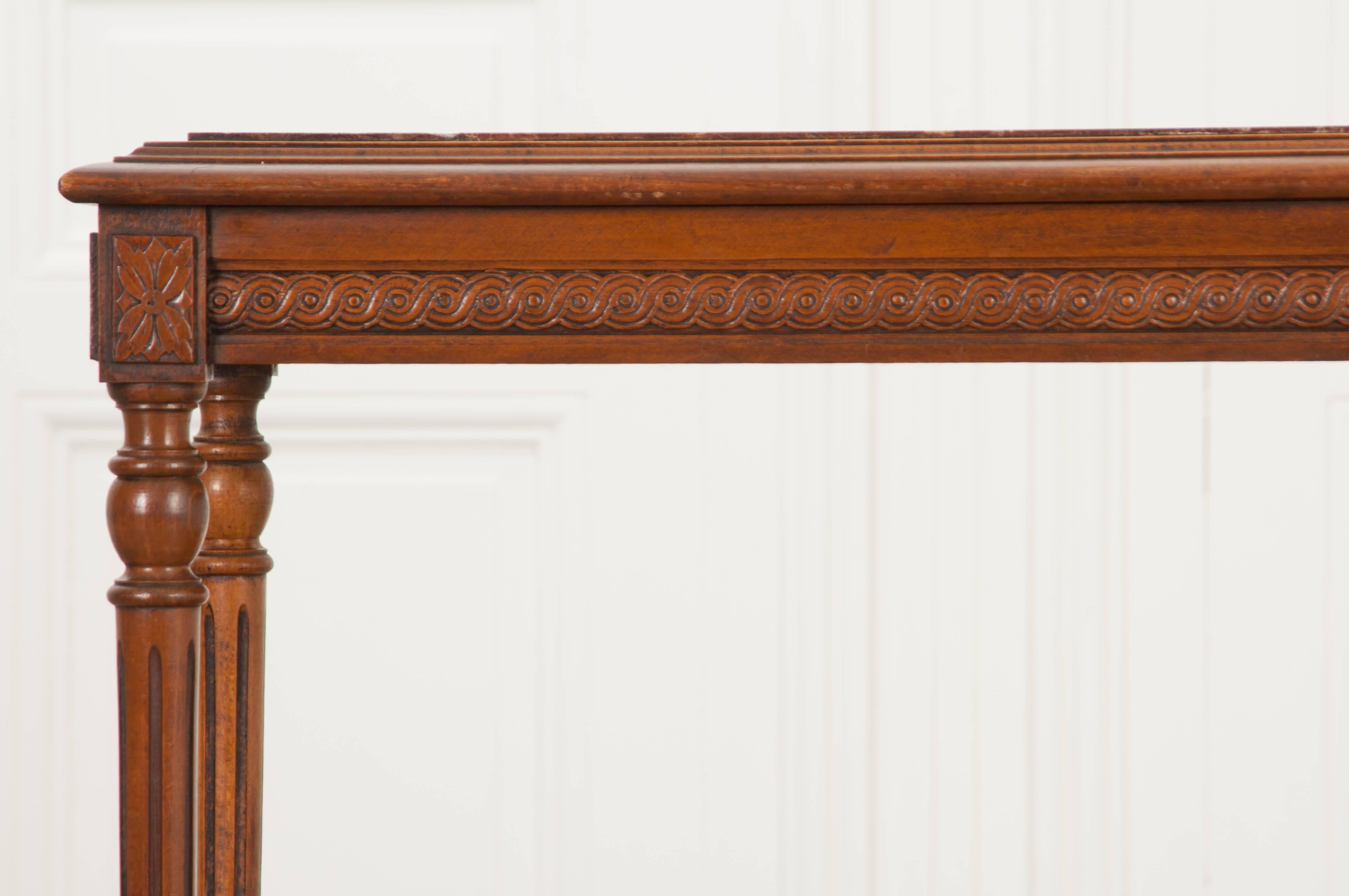 Hand-Carved French 19th Century Louis XVI Cane and Walnut Table