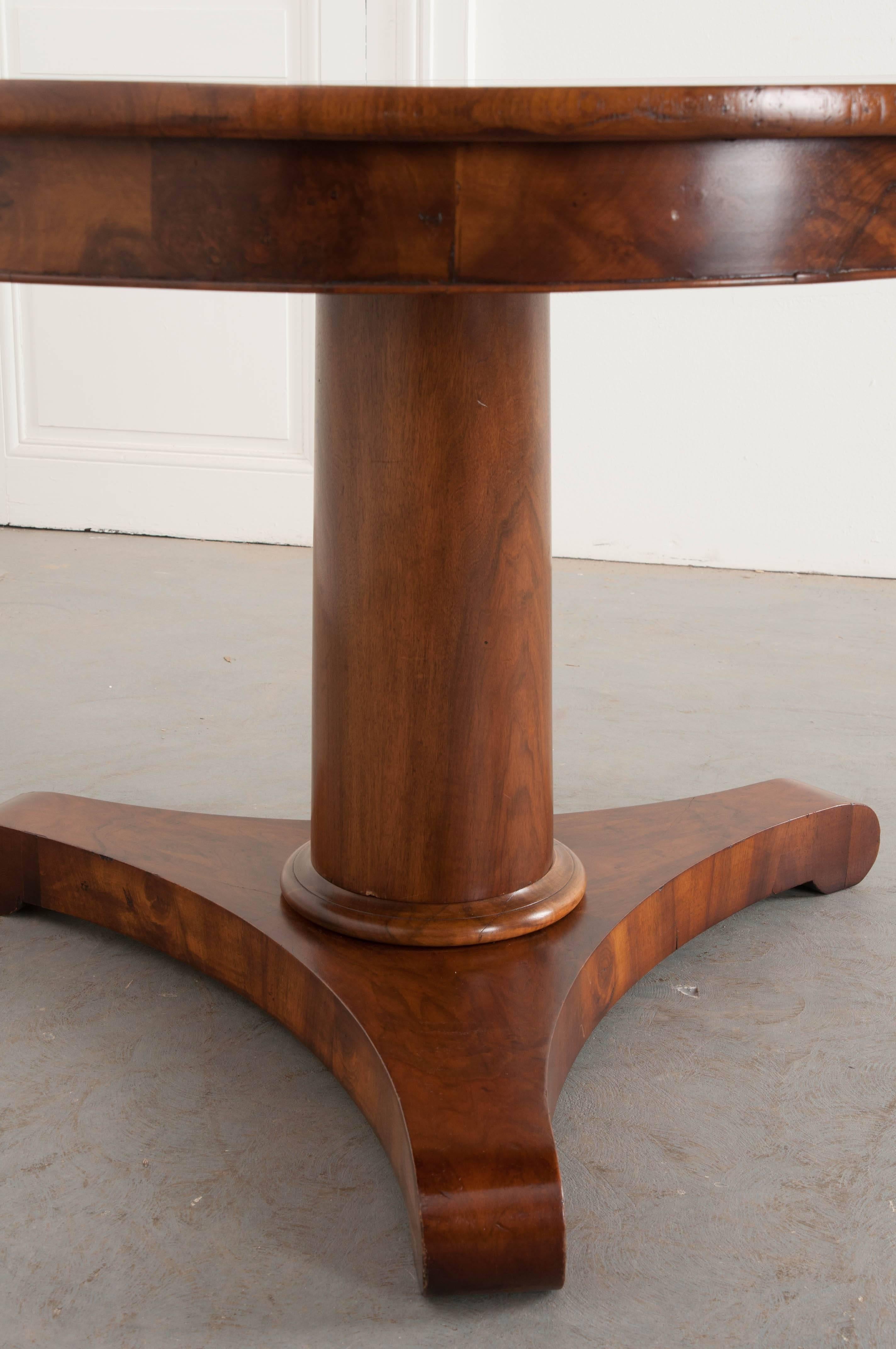 French 19th Century Walnut Pedestal Center Table 3