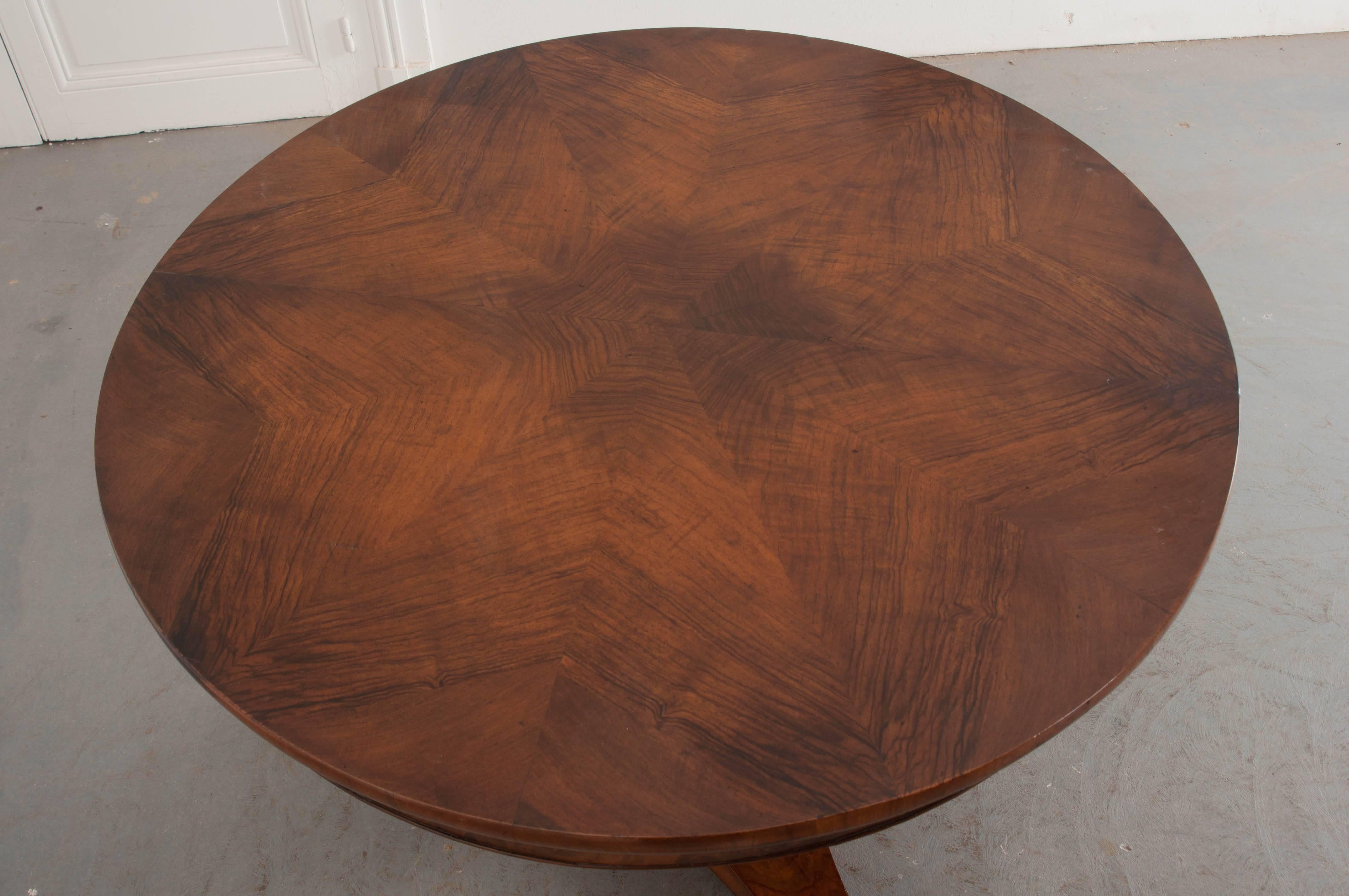 French 19th Century Walnut Pedestal Center Table 1