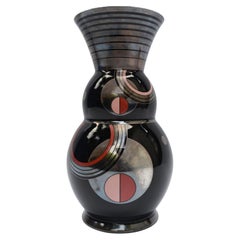Large French Art Deco vase with geometric decoration, signed HEM (Michel Herman)