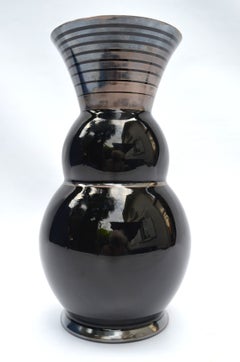 Large French Art Deco vase with geometric decoration, signed HEM (Michel Herman)