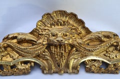19th-century bronze furniture pediment with a lion's head