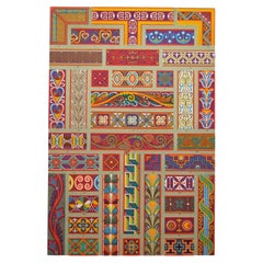 19th-century polychrome chromolithograph with medieval decors