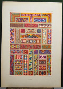 19th-century polychrome chromolithograph with medieval decors