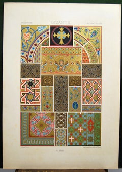 19th-century polychrome chromolithograph with Byzantine medieval decor