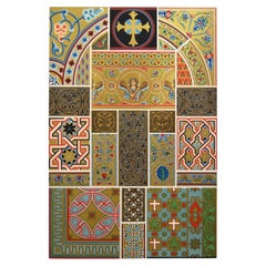 19th-century polychrome chromolithograph with Byzantine medieval decor