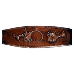 Ubaldo Cinciarini (1940-2020), 1966 hammered copper "fish and seahorse" plaque