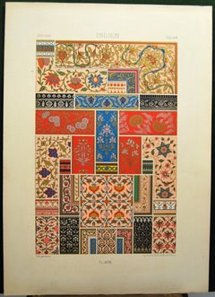 19th-century polychrome chromolithograph Indian floral decorations