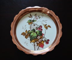 Decorative Hungarian ceramic dish with copper rim from Muster Germany, 1900