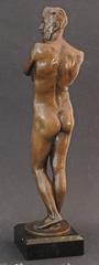 "Contemplation, " Rare Bronze with Male Nude by Anna Ladd, 1924