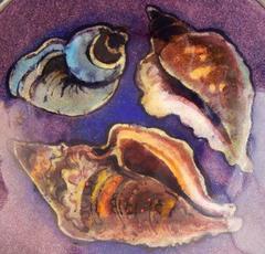 "Conch Shells, " Midcentury Footed Enamel Bowl by Drerup