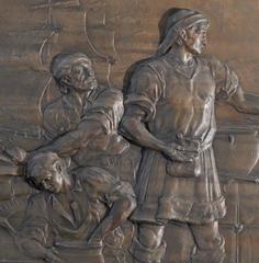 "Work and Industry", Large Allegorical Relief Panel w/ Half Nude American Indian
