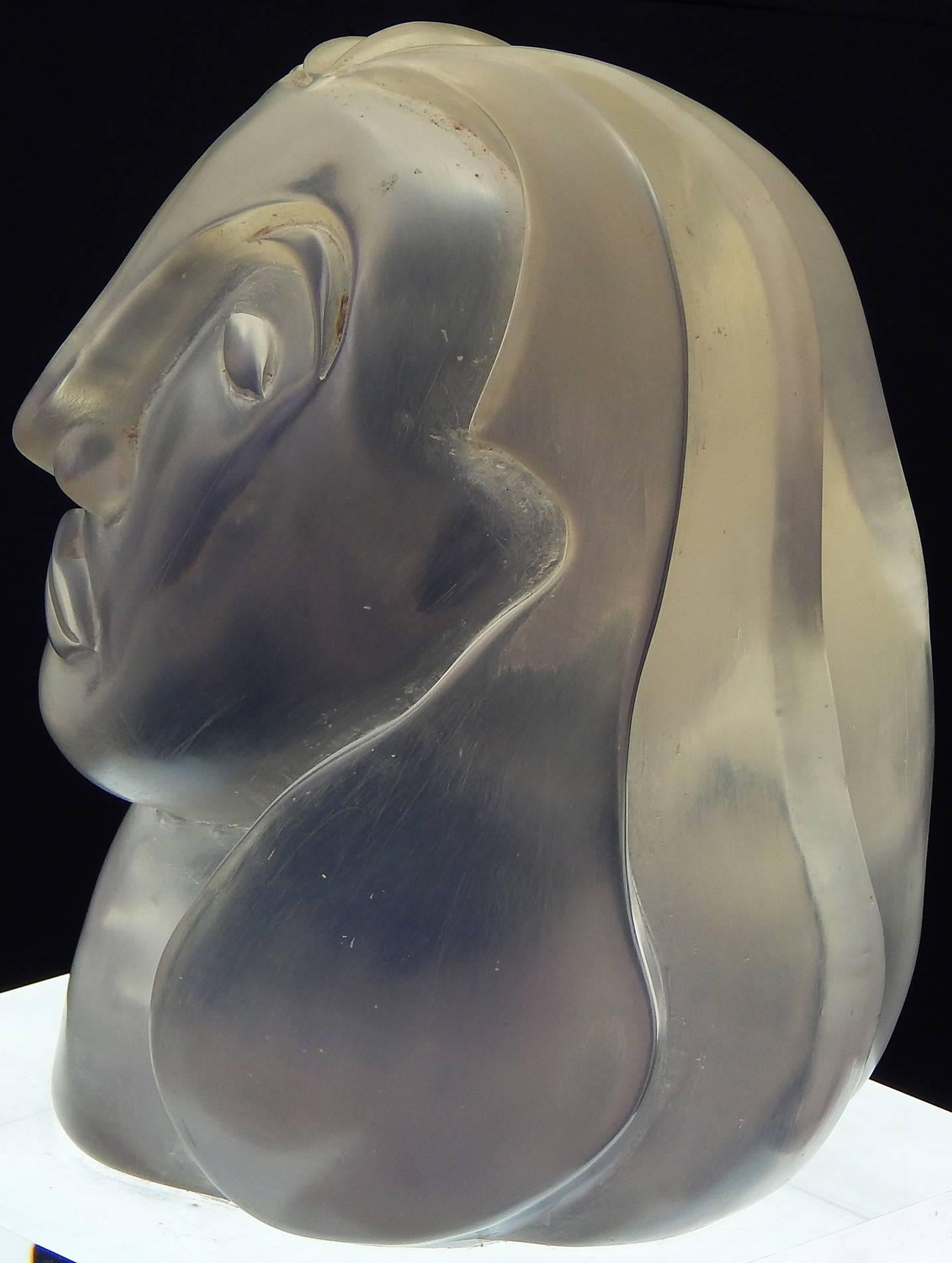 Moulage « Tête d'homme », fabuleuse sculpture en lucite de Susan Bush en vente
