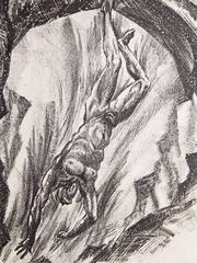 « Falling Man », impression Art déco saisissante de « Talons du perroquet » par Uzarski