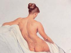 "Deux nus féminins, milieu du siècle, chef-d'œuvre finement détaillé, Alexander Cañedo