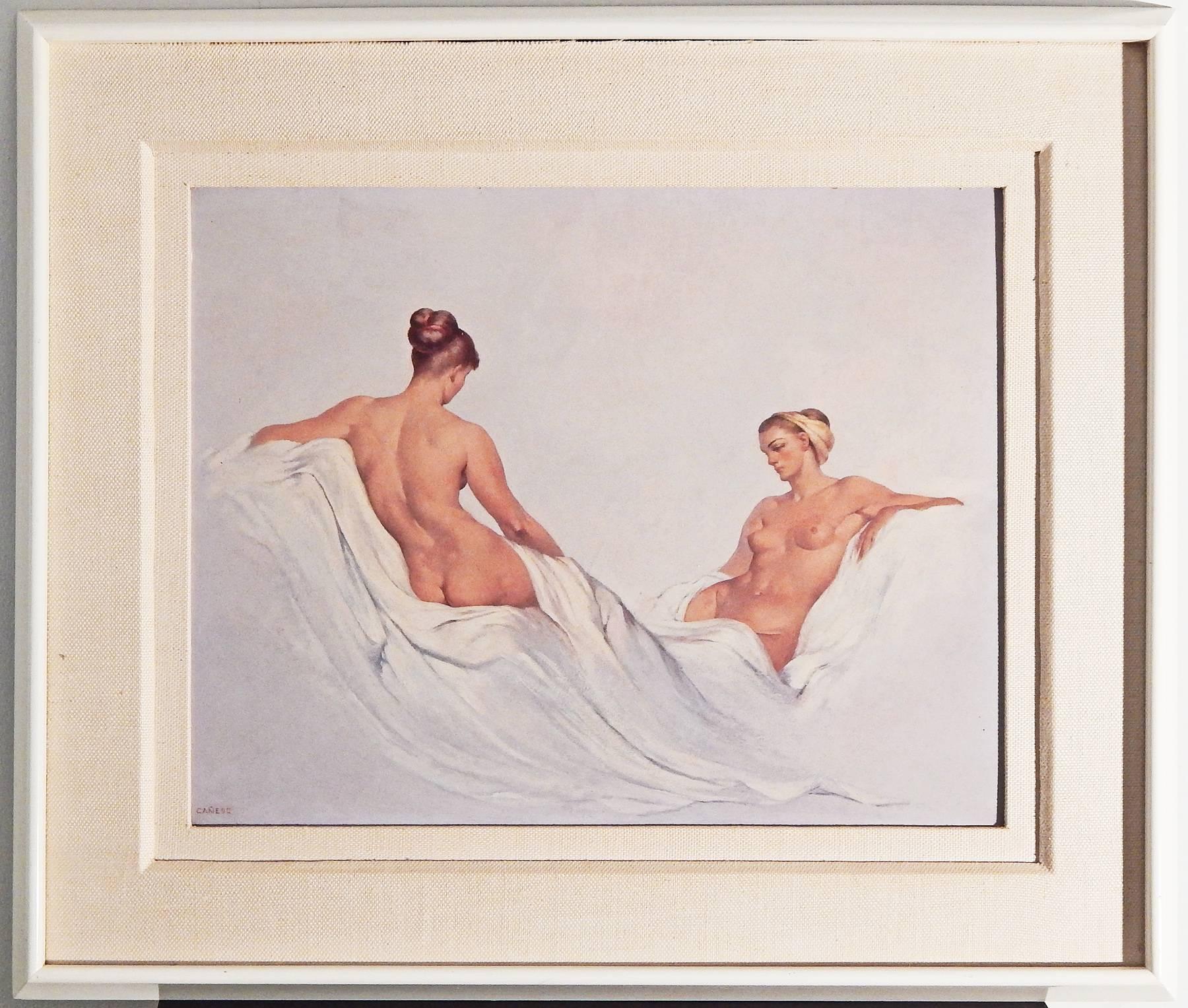 Peint « Two Female Nudes » (Deux nus féminins), chef-d'œuvre du milieu du siècle par Alexander Caedo en vente