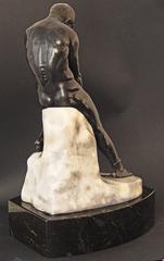 "Prometheus Bound, " Superb, Unique Male Nude Bronze by Schmotz-Metzner